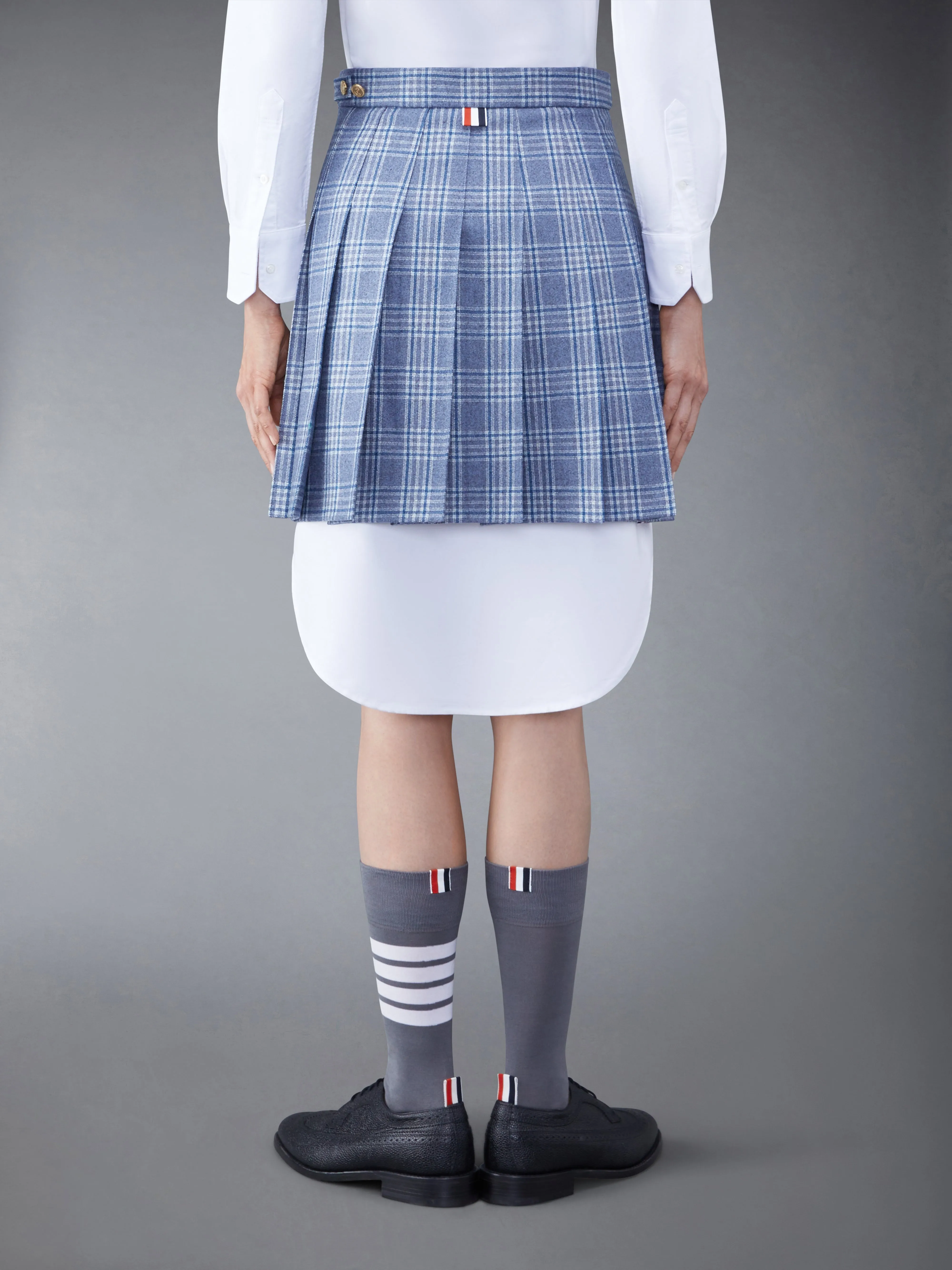 Wool Cashmere Check Pleated Mini Skirt sold by Thom Browne product image thumbnail 3