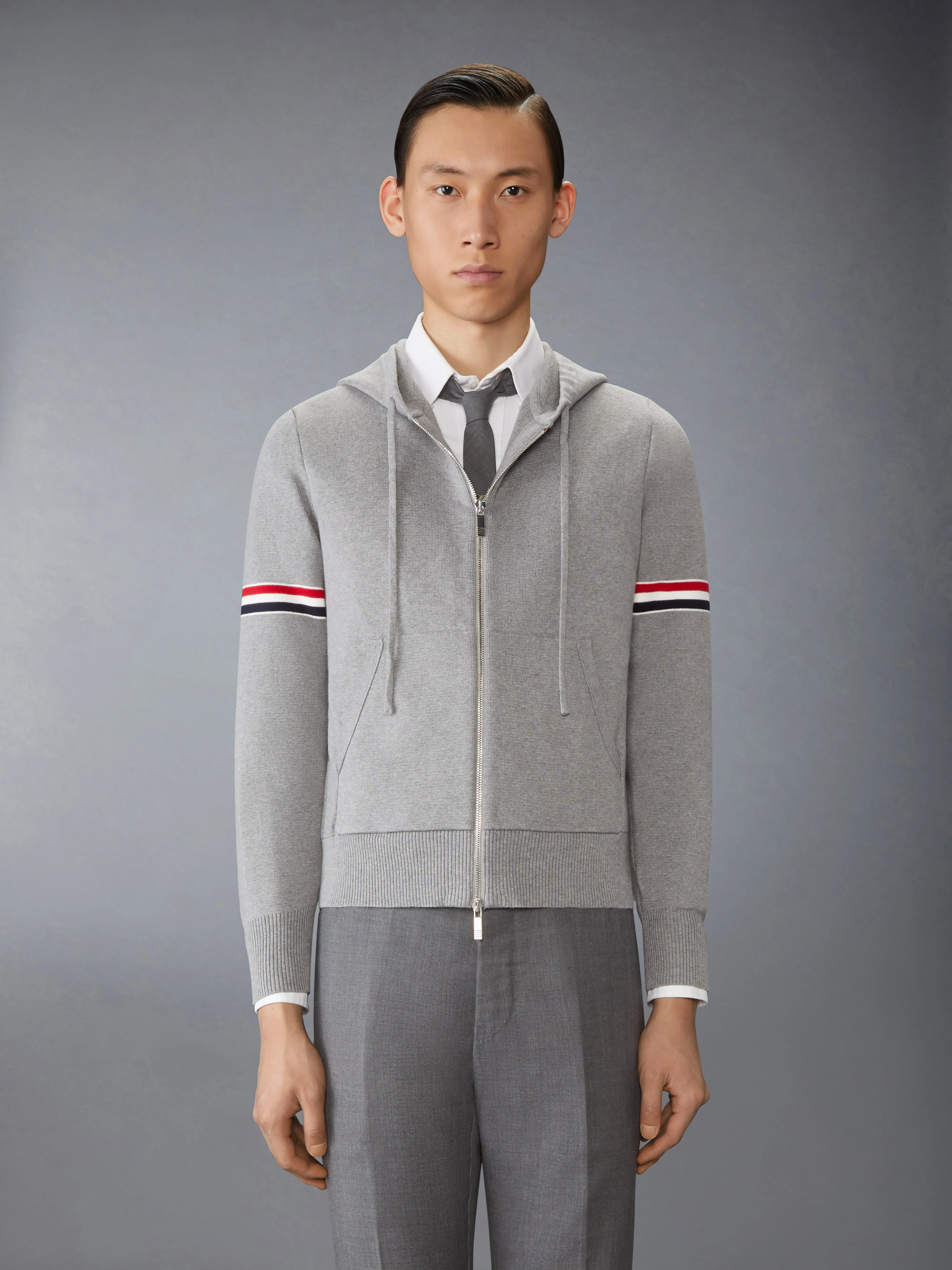COTTON MILANO ARMBAND HOODIE sold by Thom Browne