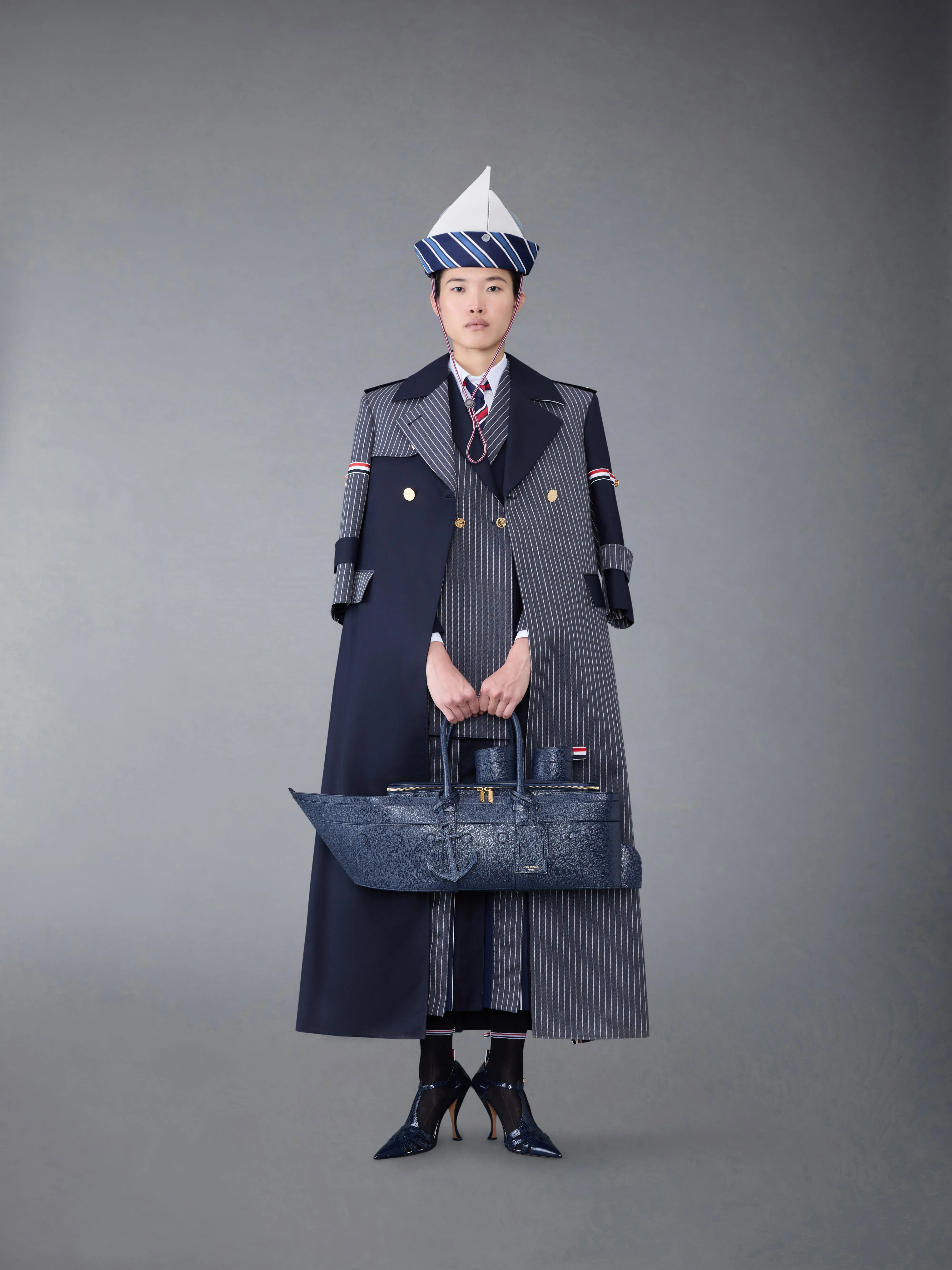 Fun-Mix Pinstripe and Super 120's Armband Double Breasted Classic Sport Coat sold by Thom Browne product image thumbnail 3