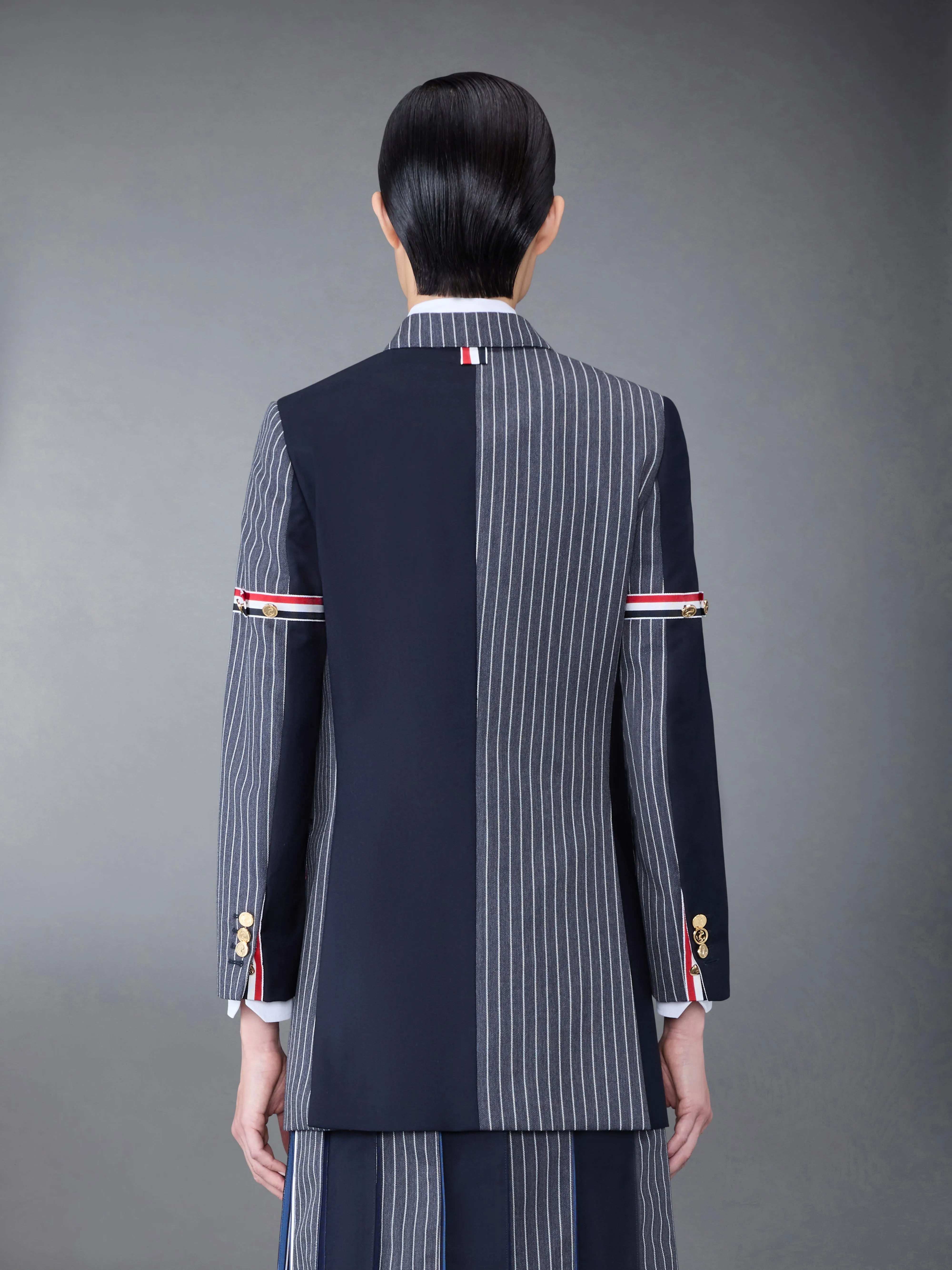 Fun-Mix Pinstripe and Super 120's Armband Double Breasted Classic Sport Coat sold by Thom Browne product image thumbnail 2