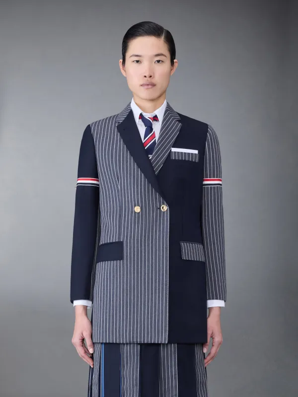 Fun-Mix Pinstripe and Super 120's Armband Double Breasted Classic Sport Coat sold by Thom Browne