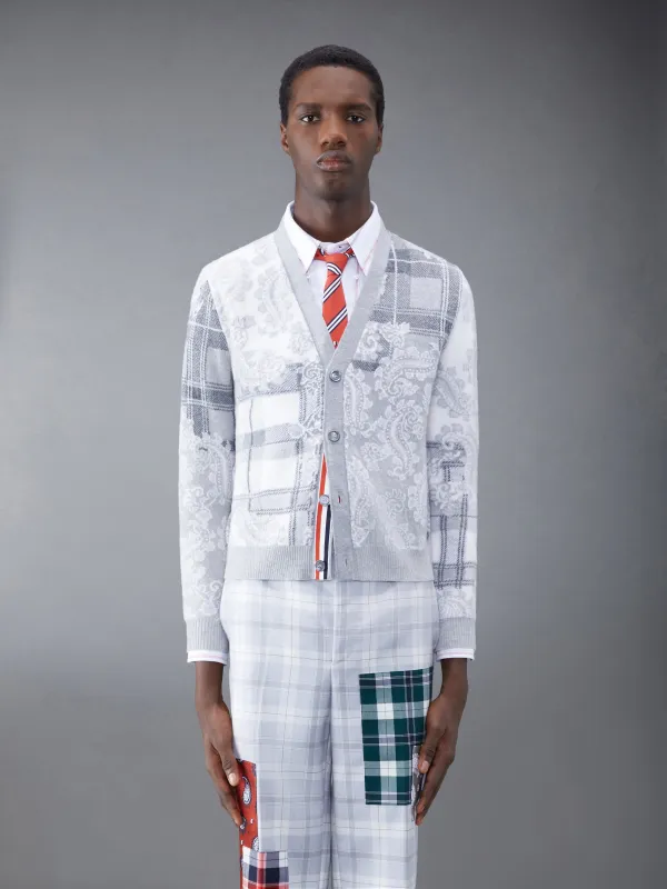 Fun-Mix Tartan Merino V-neck Cardigan sold by Thom Browne