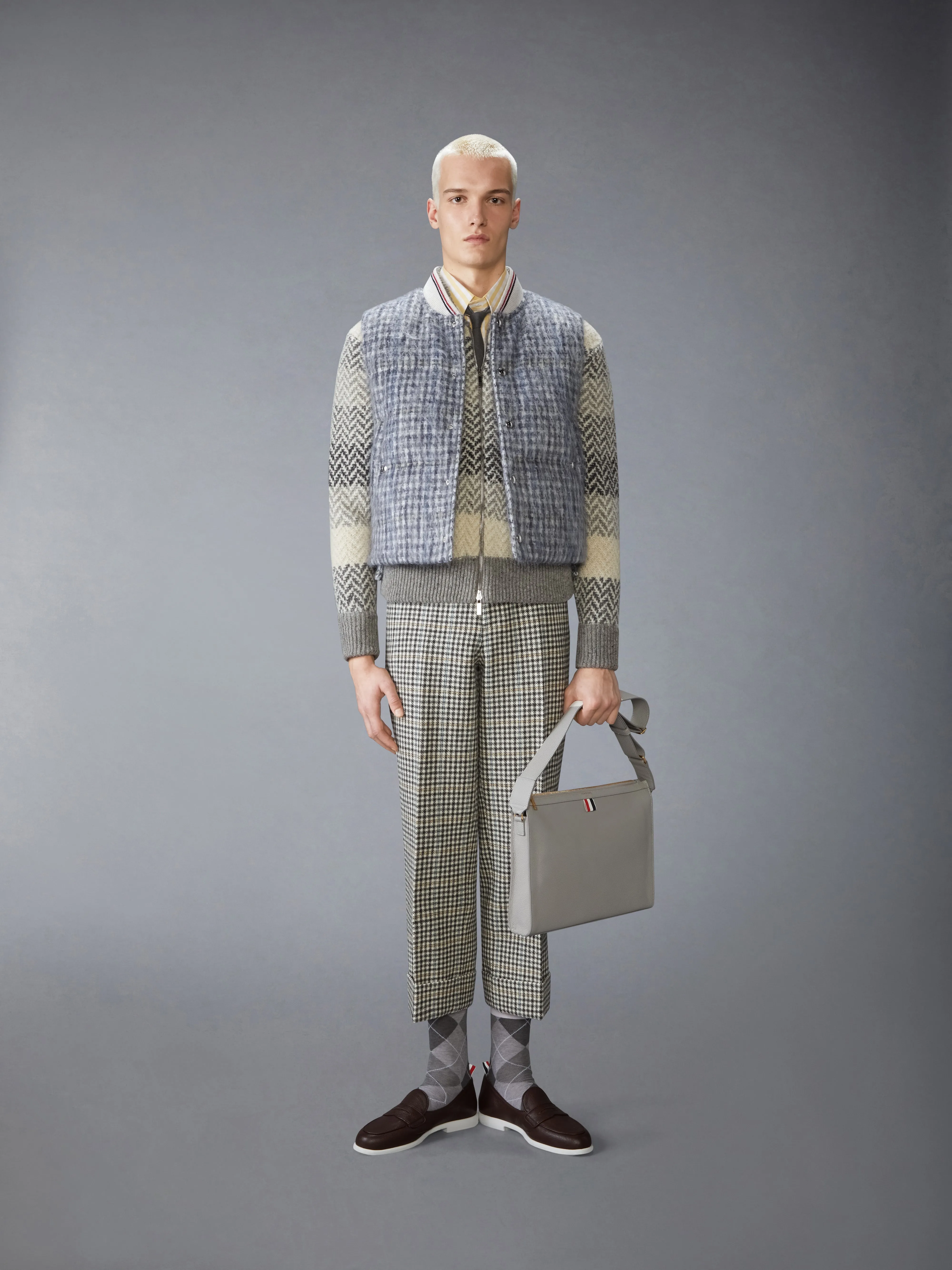 GUNCLUB CHECK HAIRY MOHAIR DOWN FILLED VEST sold by Thom Browne product image thumbnail 3
