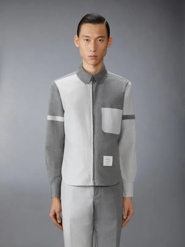 TONAL UNIVERSITY STRIPE FUNMIX ARMBAND SHIRT sold by Thom Browne