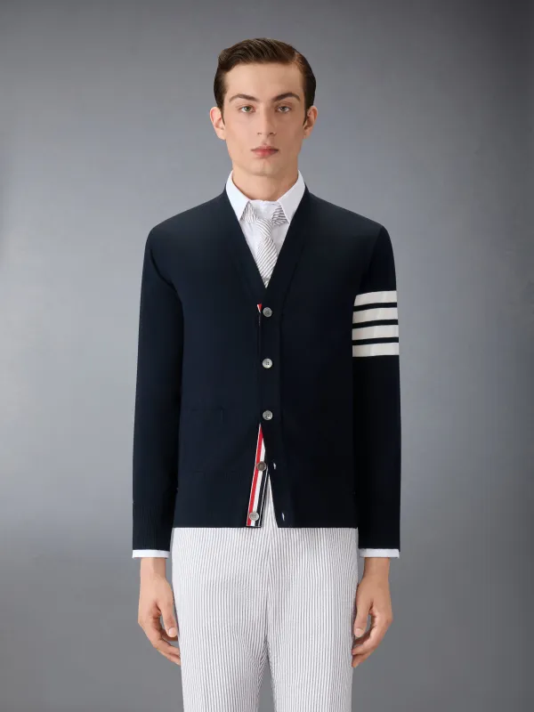 MERINO WOOL 4-BAR CLASSIC V-NECK CARDIGAN sold by Thom Browne
