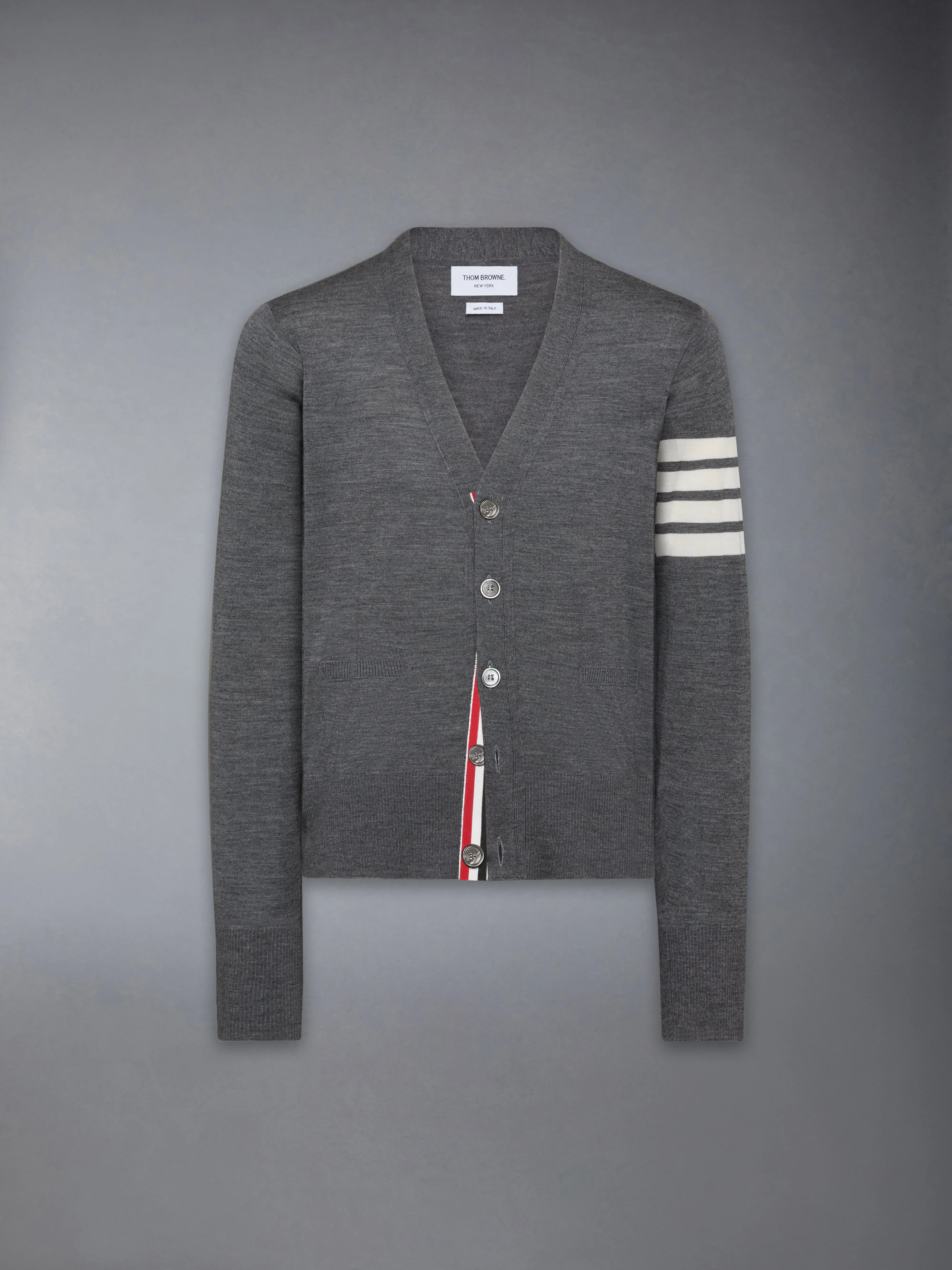 MERINO WOOL 4-BAR CLASSIC V-NECK CARDIGAN sold by Thom Browne product image thumbnail 5