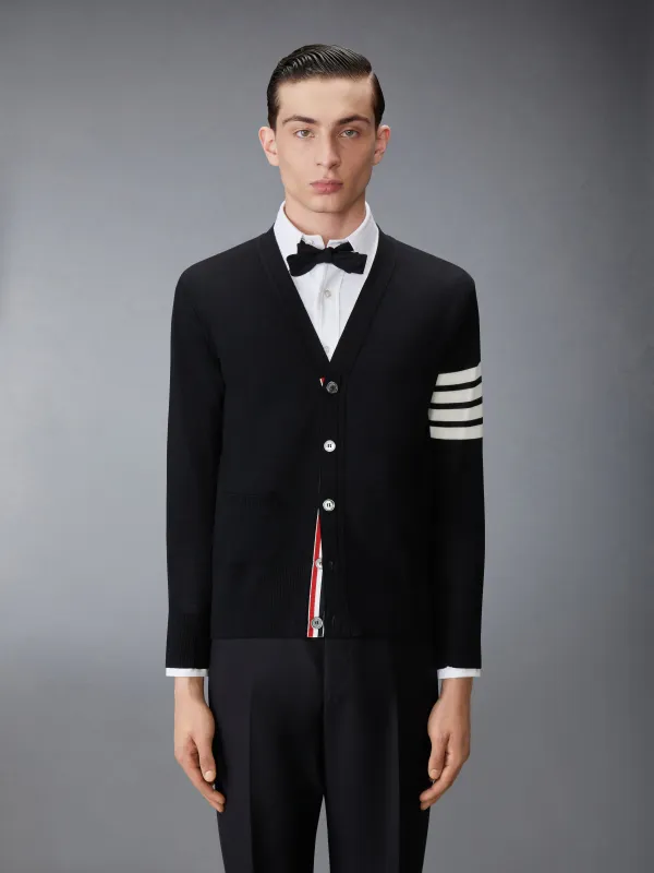 MERINO WOOL 4-BAR CLASSIC V-NECK CARDIGAN sold by Thom Browne