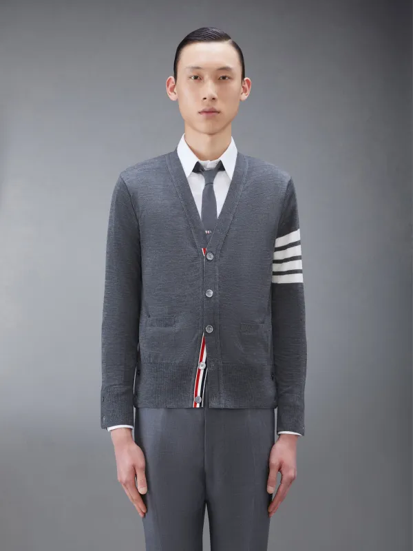 MERINO WOOL 4-BAR CLASSIC V-NECK CARDIGAN sold by Thom Browne