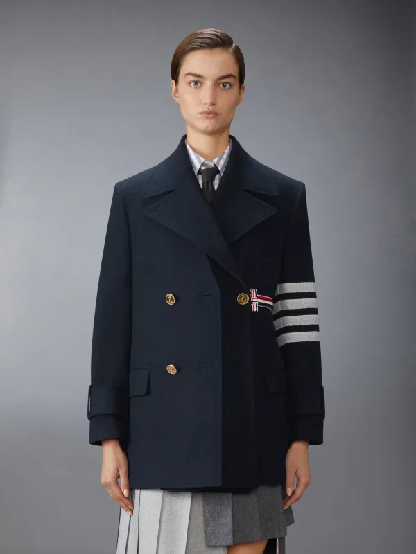 MELTON 4-BAR PEACOAT sold by Thom Browne