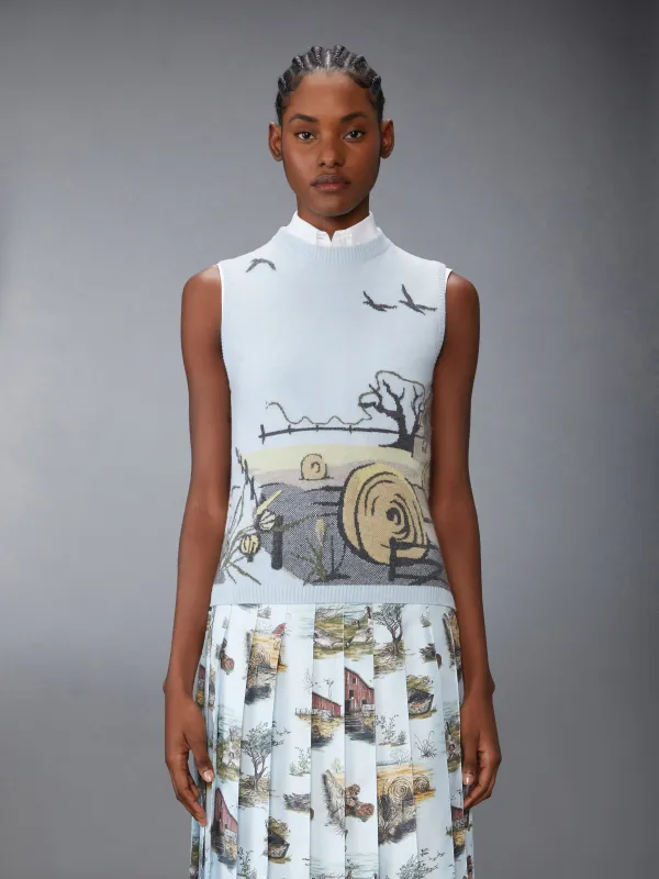 SCENIC INTARSIA CASHMERE SHELL TOP sold by Thom Browne