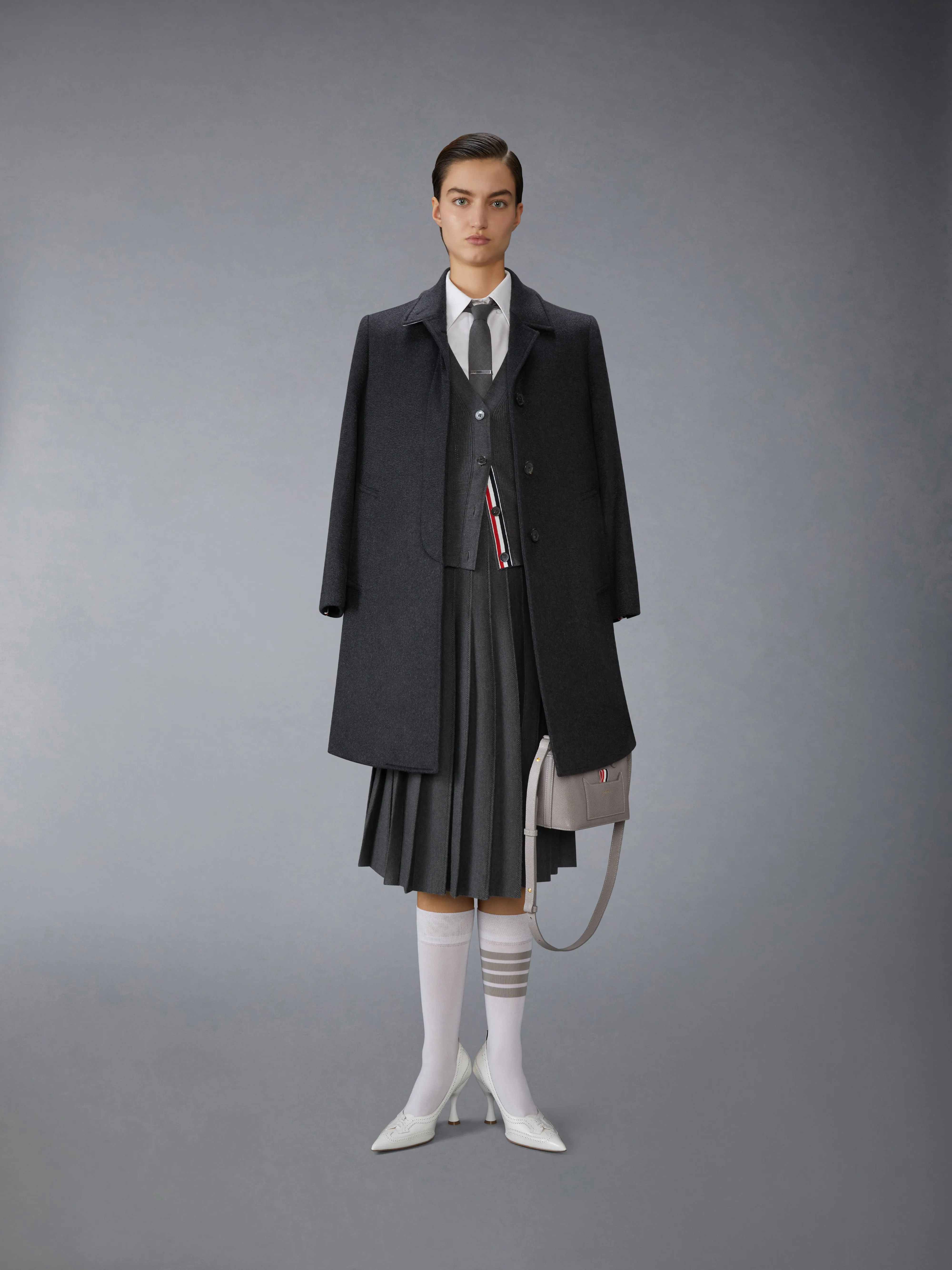 WOOL SILK POINTELLE V NECK CARDIGAN sold by Thom Browne product image thumbnail 3