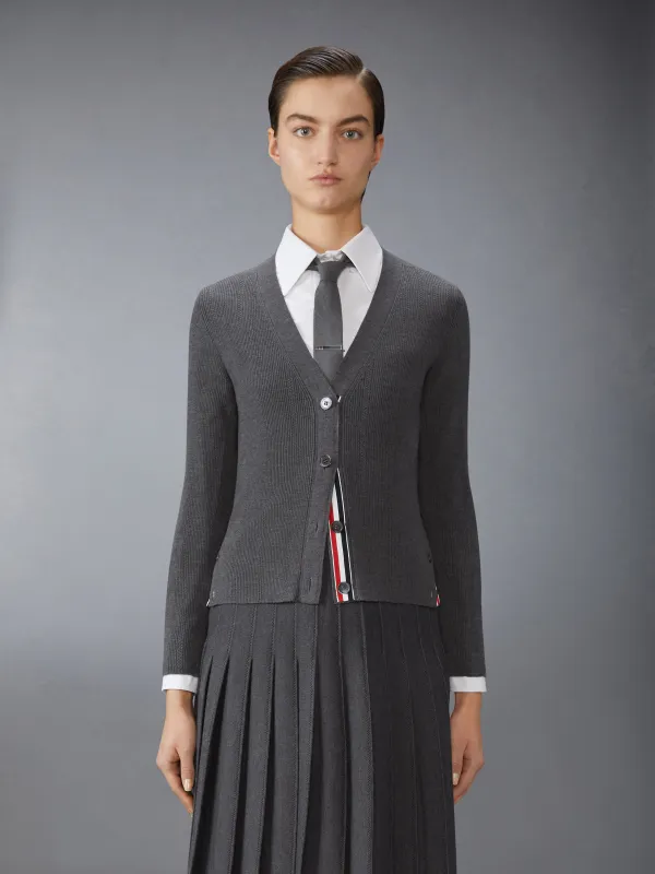 WOOL SILK POINTELLE V NECK CARDIGAN sold by Thom Browne