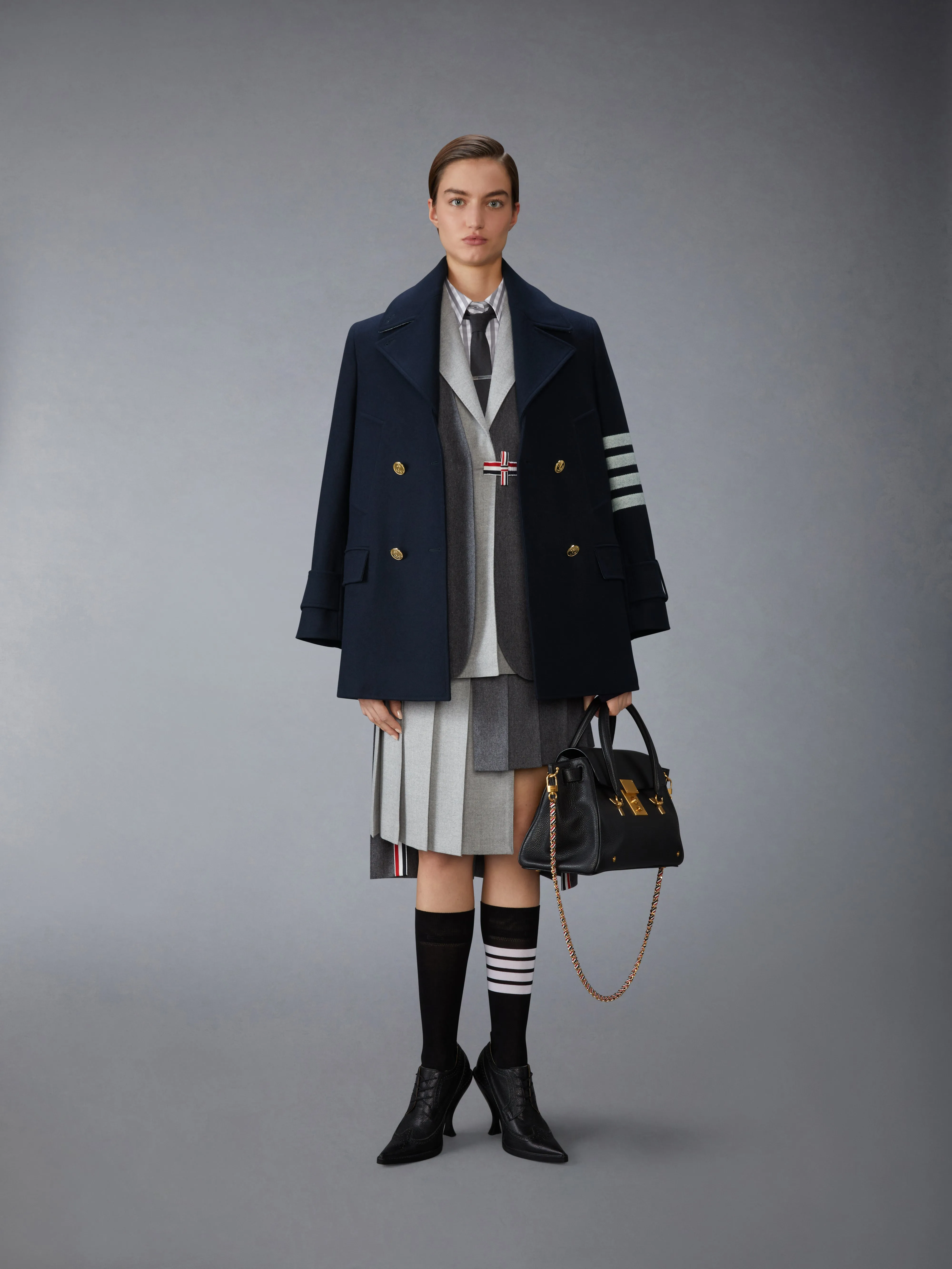 WOOL FLANNEL 4-BAR PLEATED SKIRT sold by Thom Browne product image thumbnail 4