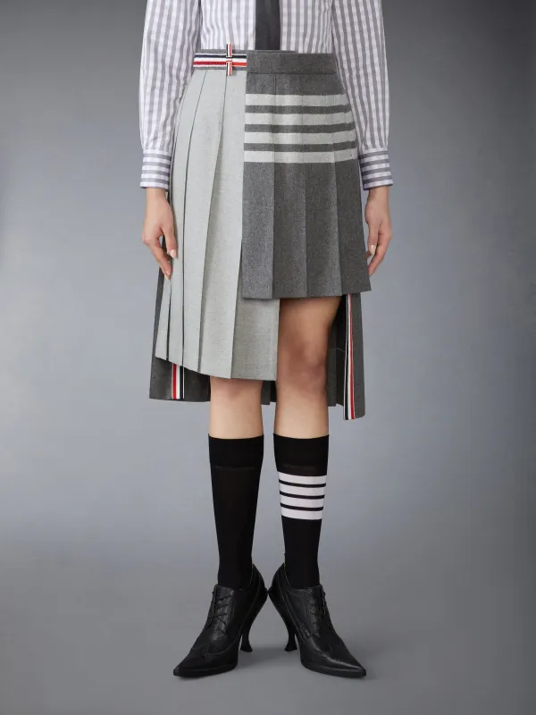 WOOL FLANNEL 4-BAR PLEATED SKIRT sold by Thom Browne