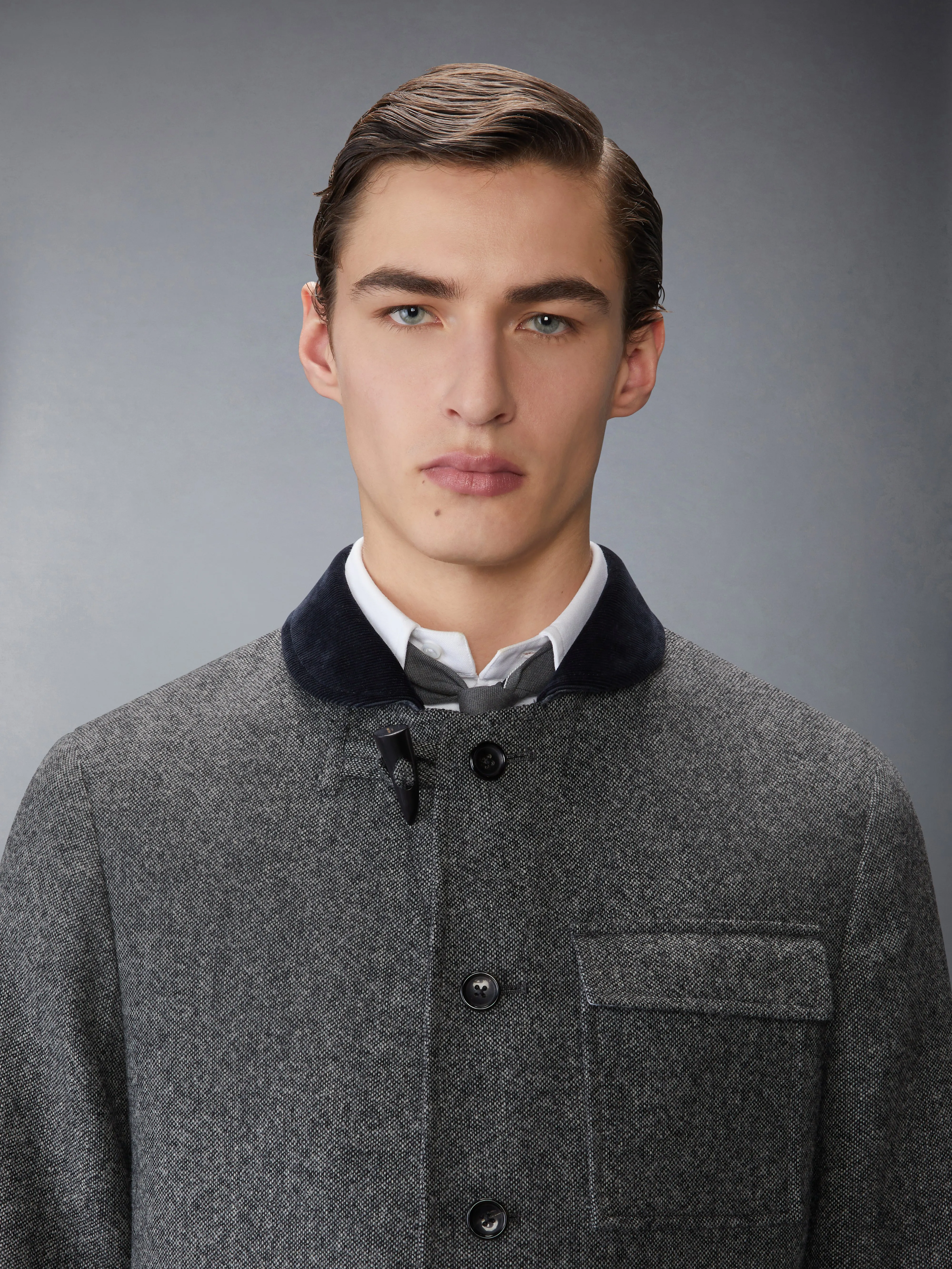 SOLID DONEGAL TWEED FISHERMAN SHAWL SPORTCOAT sold by Thom Browne product image thumbnail 5