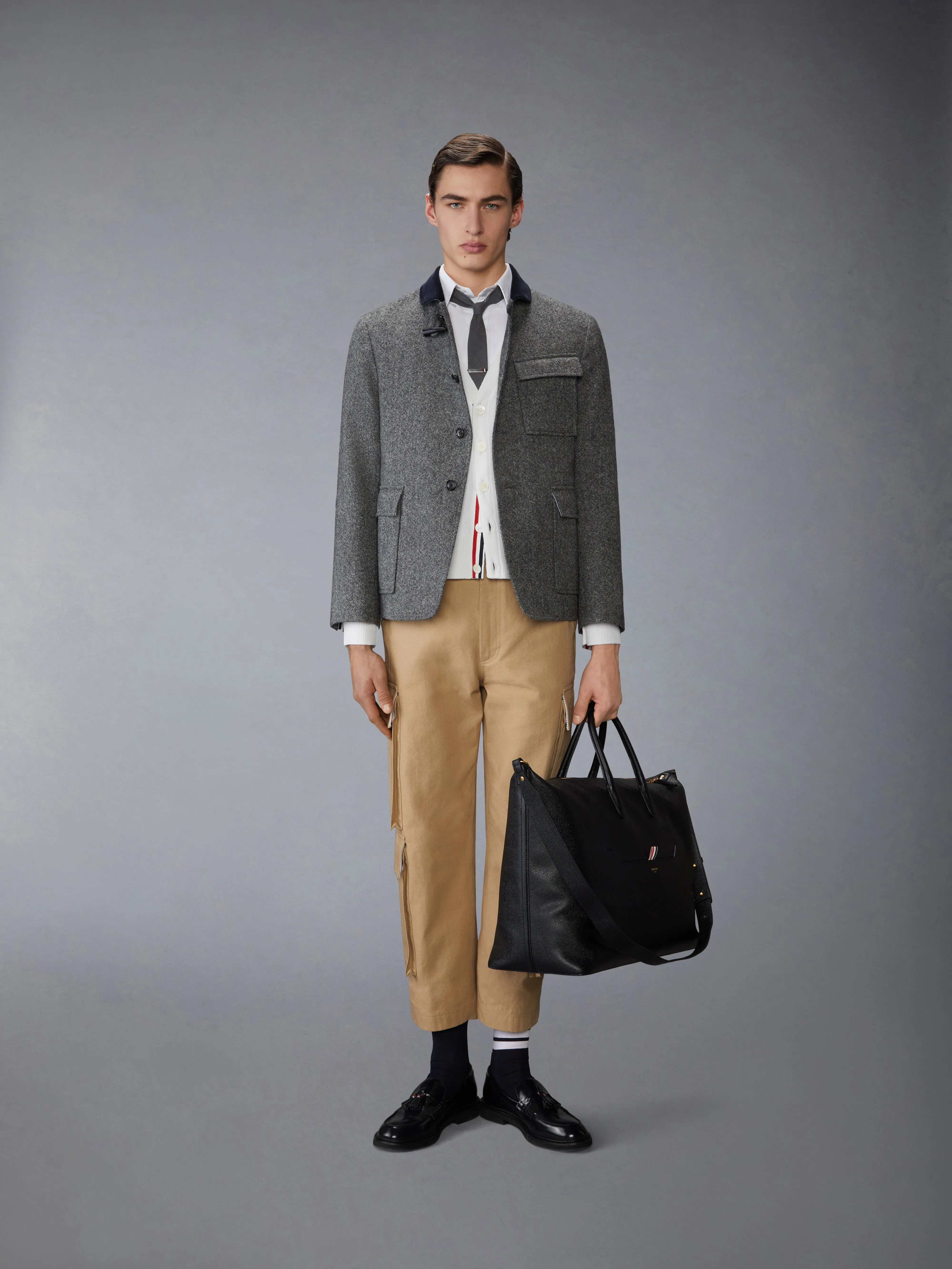 SOLID DONEGAL TWEED FISHERMAN SHAWL SPORTCOAT sold by Thom Browne product image thumbnail 3