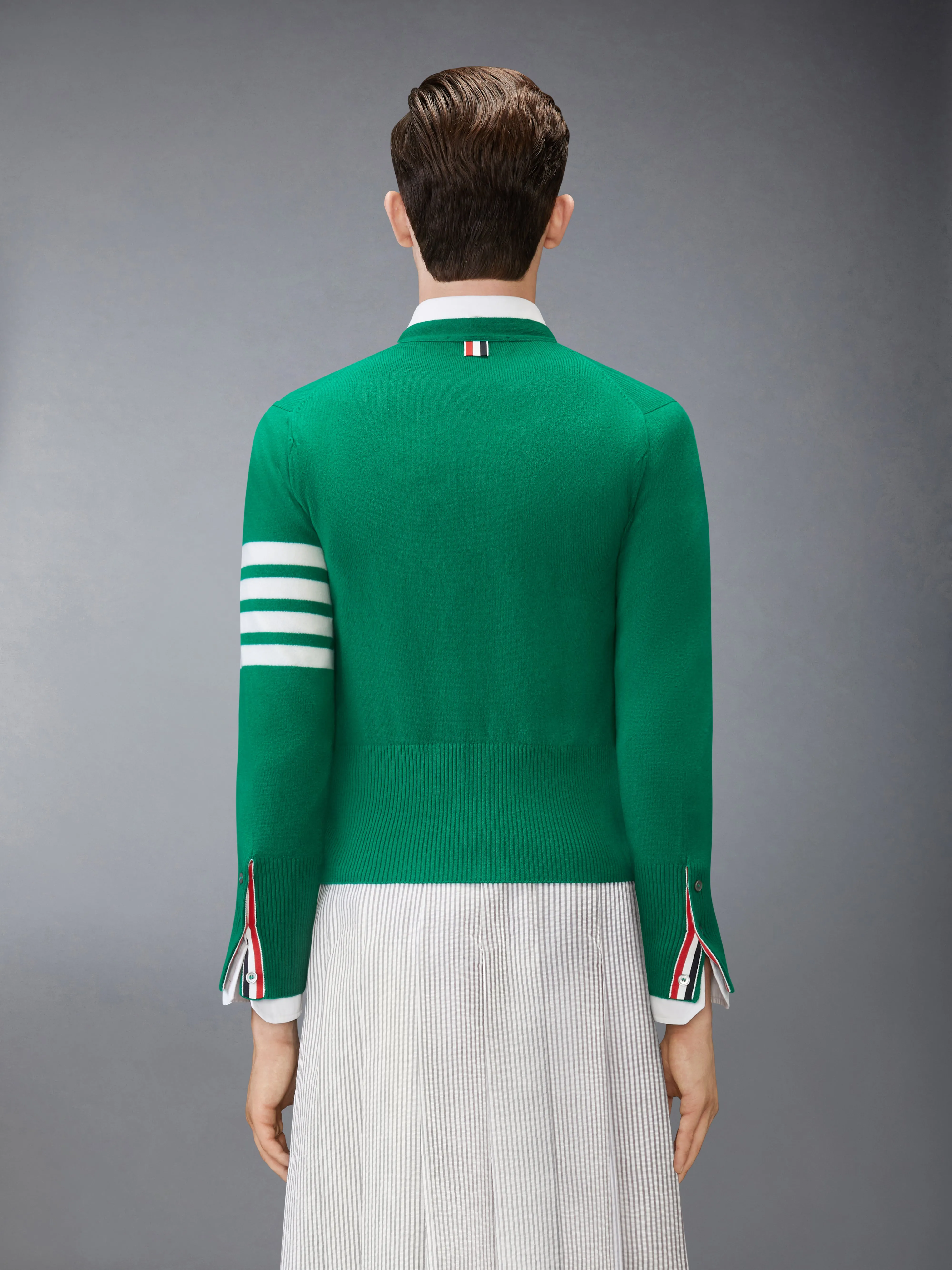 CLASSIC CASHMERE 4-BAR V-NECK CARDIGAN sold by Thom Browne product image thumbnail 2