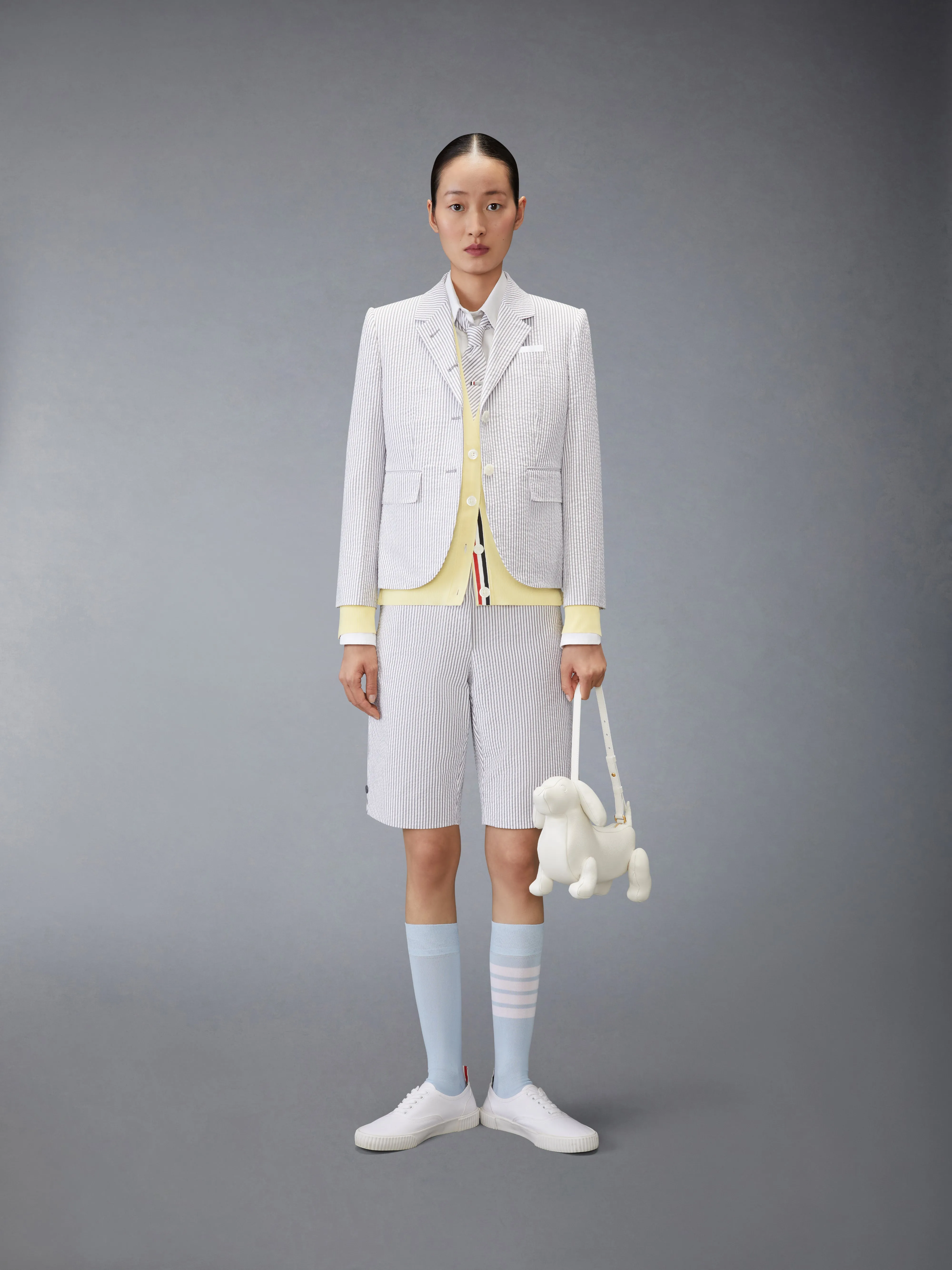 MERINO WOOL 4-BAR RELAXED FIT V-NECK CARDIGAN sold by Thom Browne product image thumbnail 3