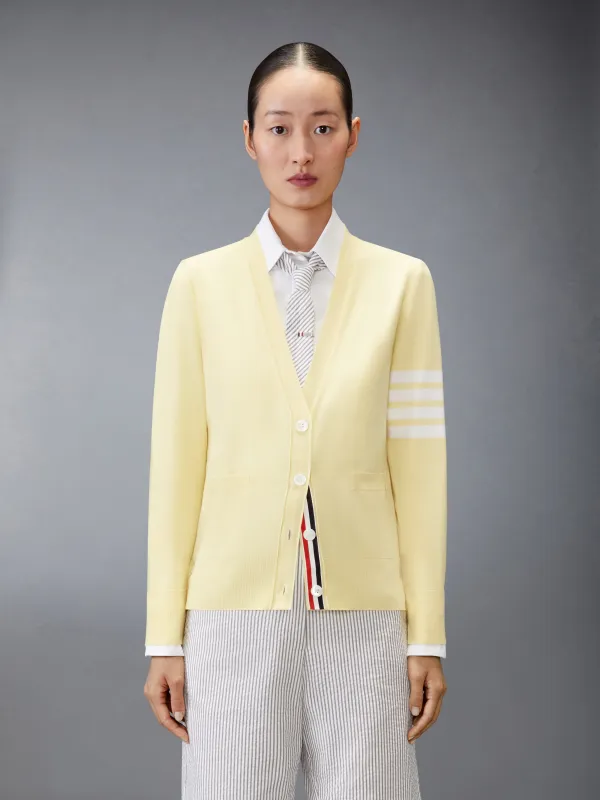 MERINO WOOL 4-BAR RELAXED FIT V-NECK CARDIGAN sold by Thom Browne