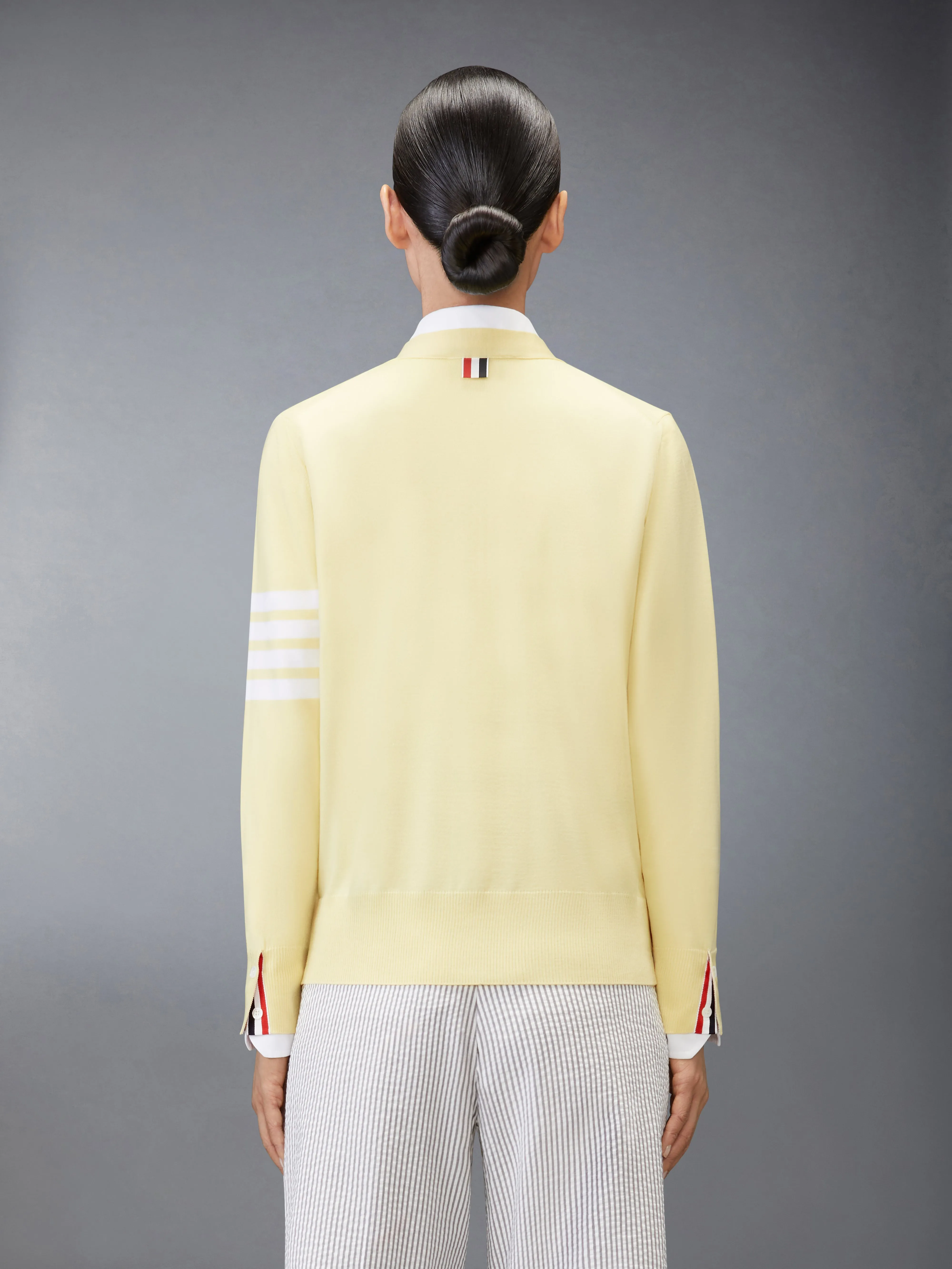 MERINO WOOL 4-BAR RELAXED FIT V-NECK CARDIGAN sold by Thom Browne product image thumbnail 2