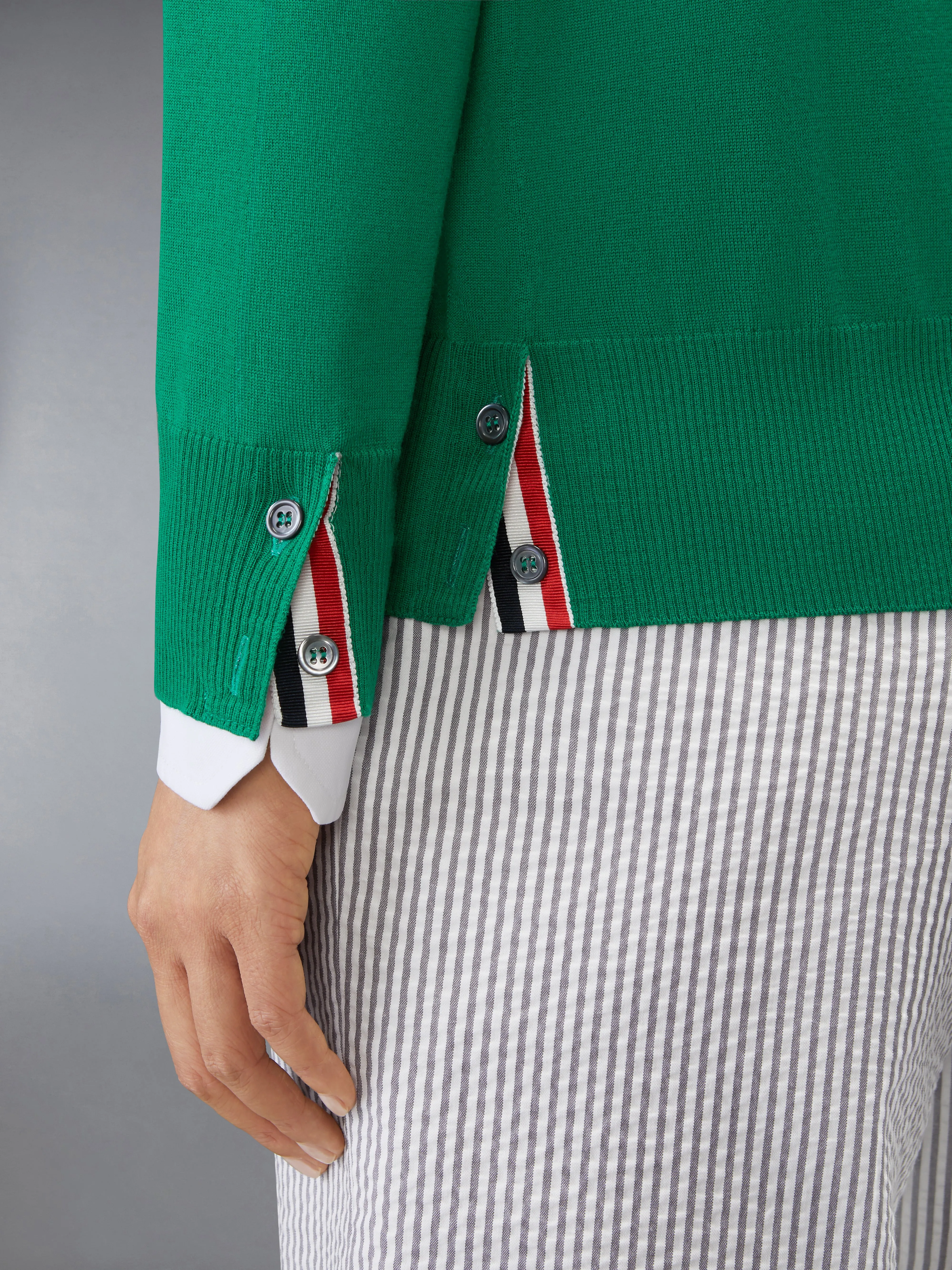 MERINO WOOL 4-BAR RELAXED FIT V-NECK CARDIGAN sold by Thom Browne product image thumbnail 4