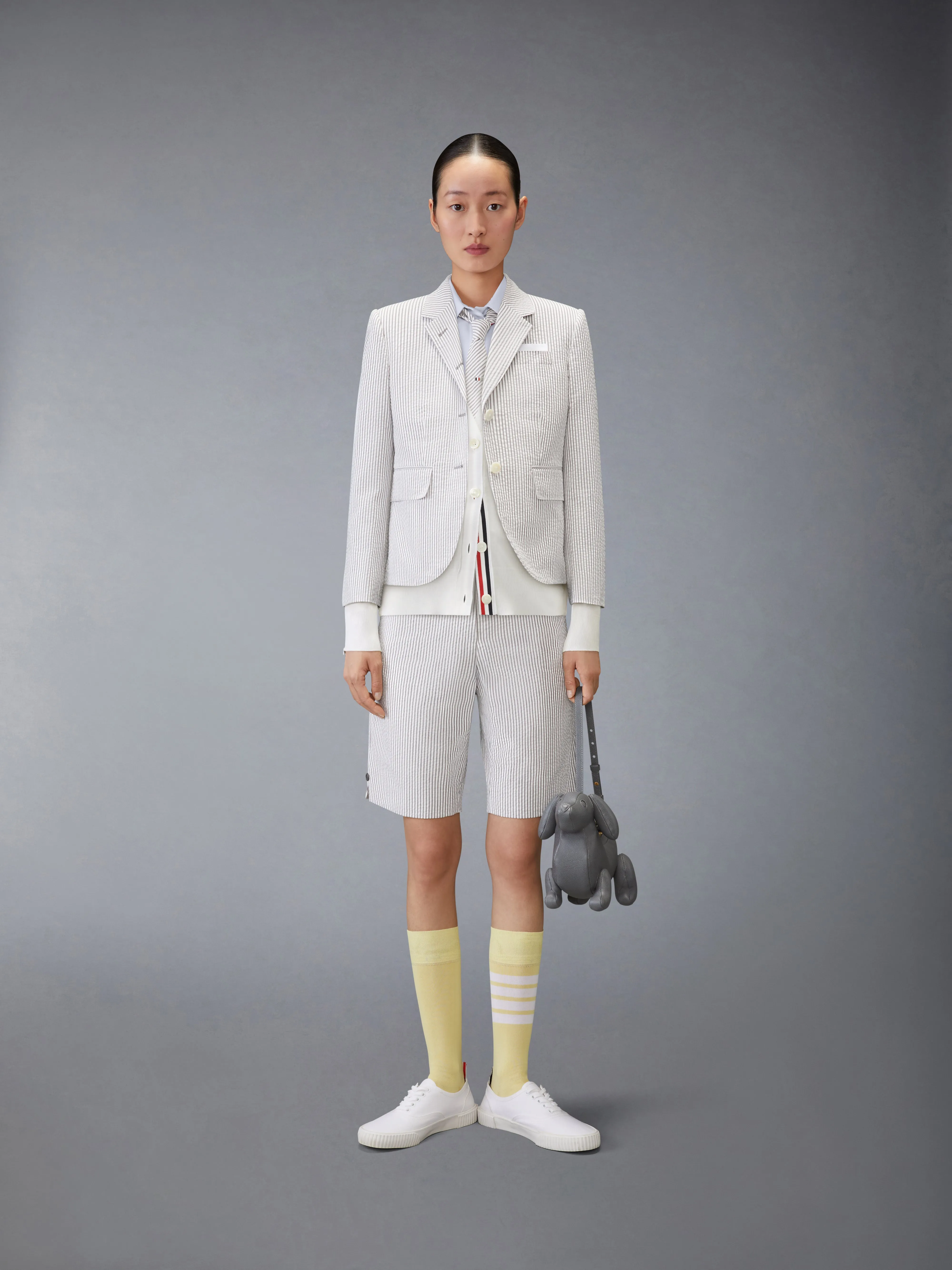 MERINO WOOL 4-BAR RELAXED FIT V-NECK CARDIGAN sold by Thom Browne product image thumbnail 3