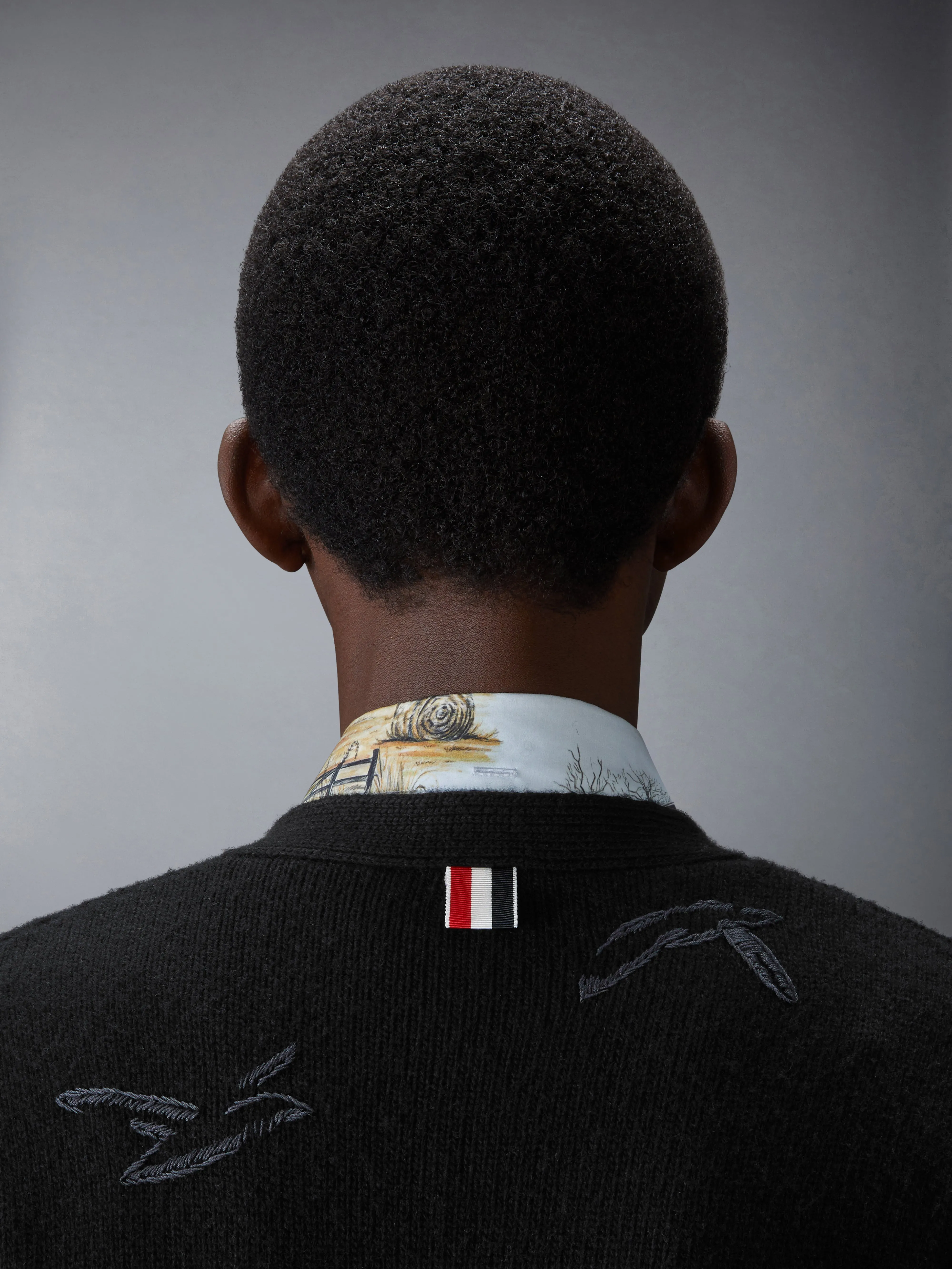 SCENIC INTARSIA FINE MERINO WOOL V NECK CARDIGAN sold by Thom Browne product image thumbnail 5