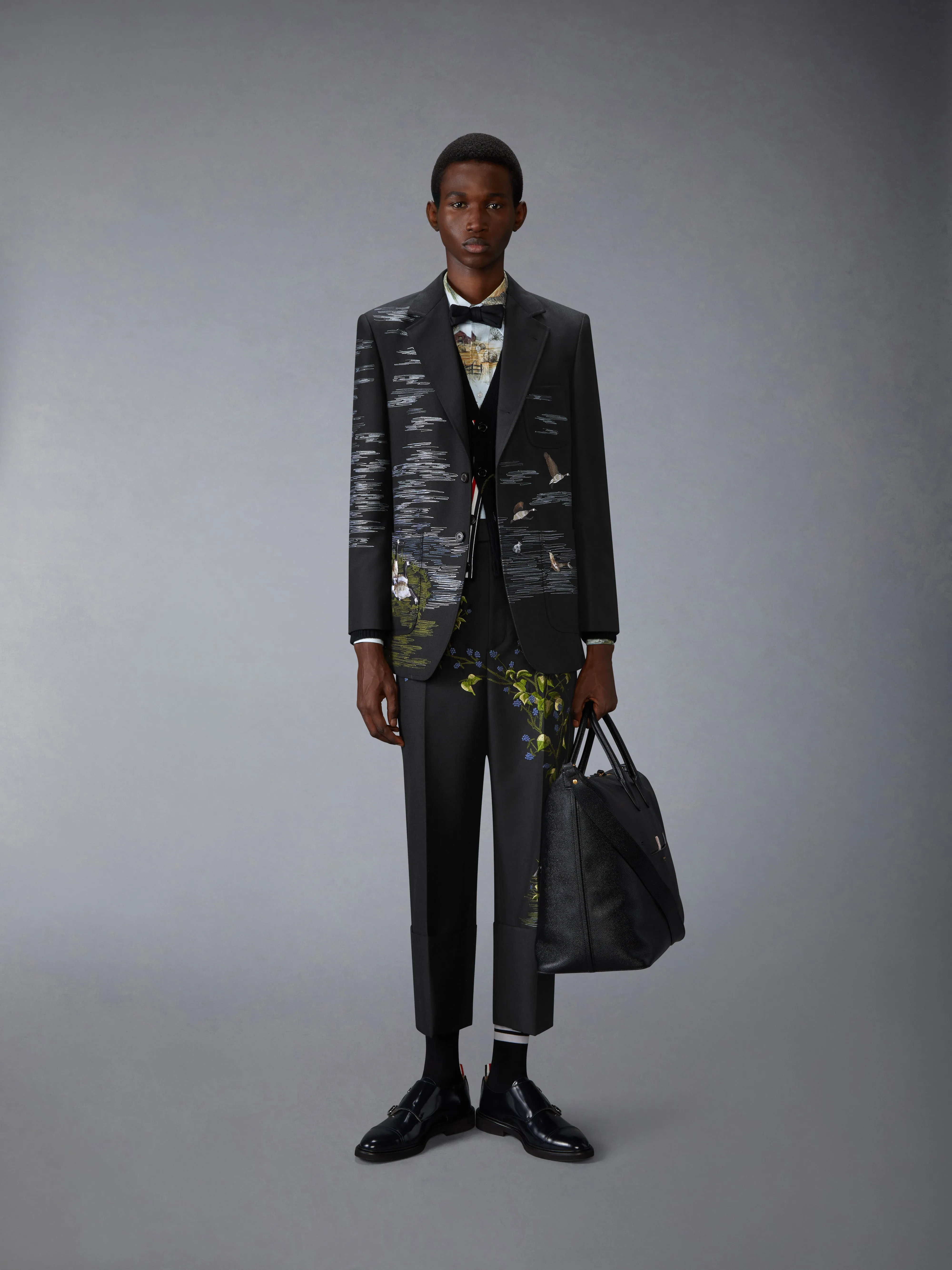 SCENIC INTARSIA FINE MERINO WOOL V NECK CARDIGAN sold by Thom Browne product image thumbnail 4