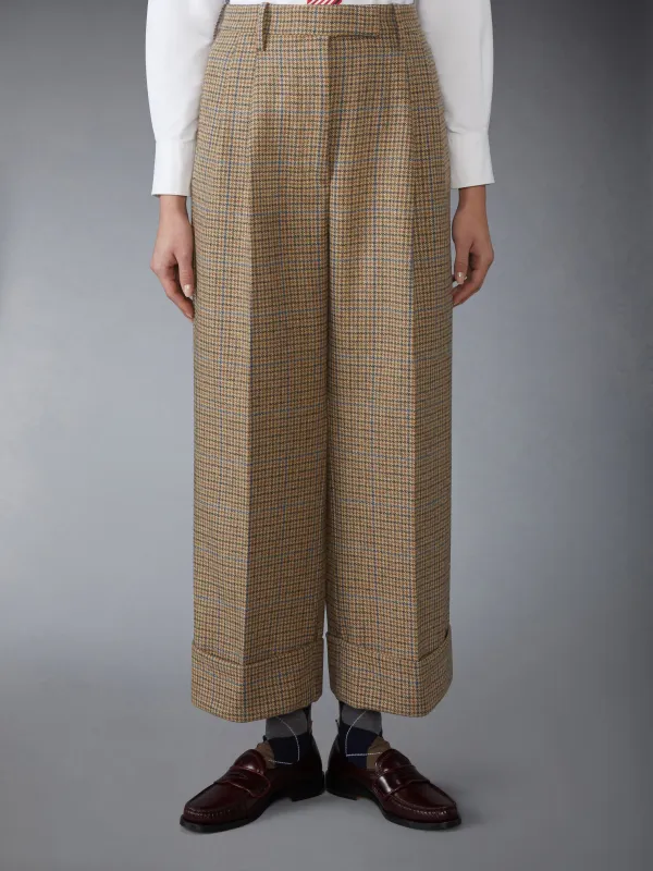 GUNCLUB CHECK CHEVIOT TWEED DOUBLE PLEAT TROUSER sold by Thom Browne