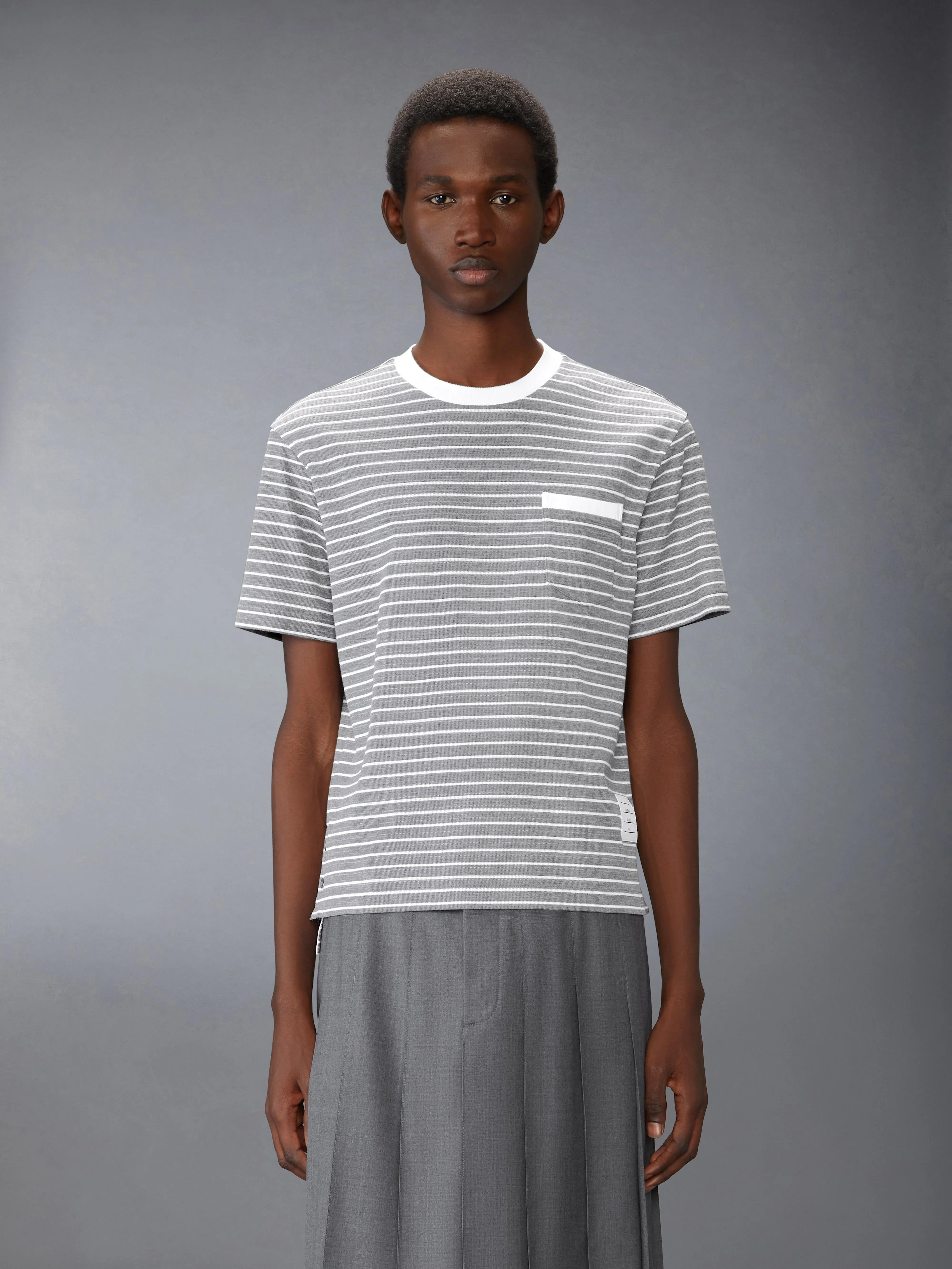 MILANO STRIPE POCKET TEE sold by Thom Browne