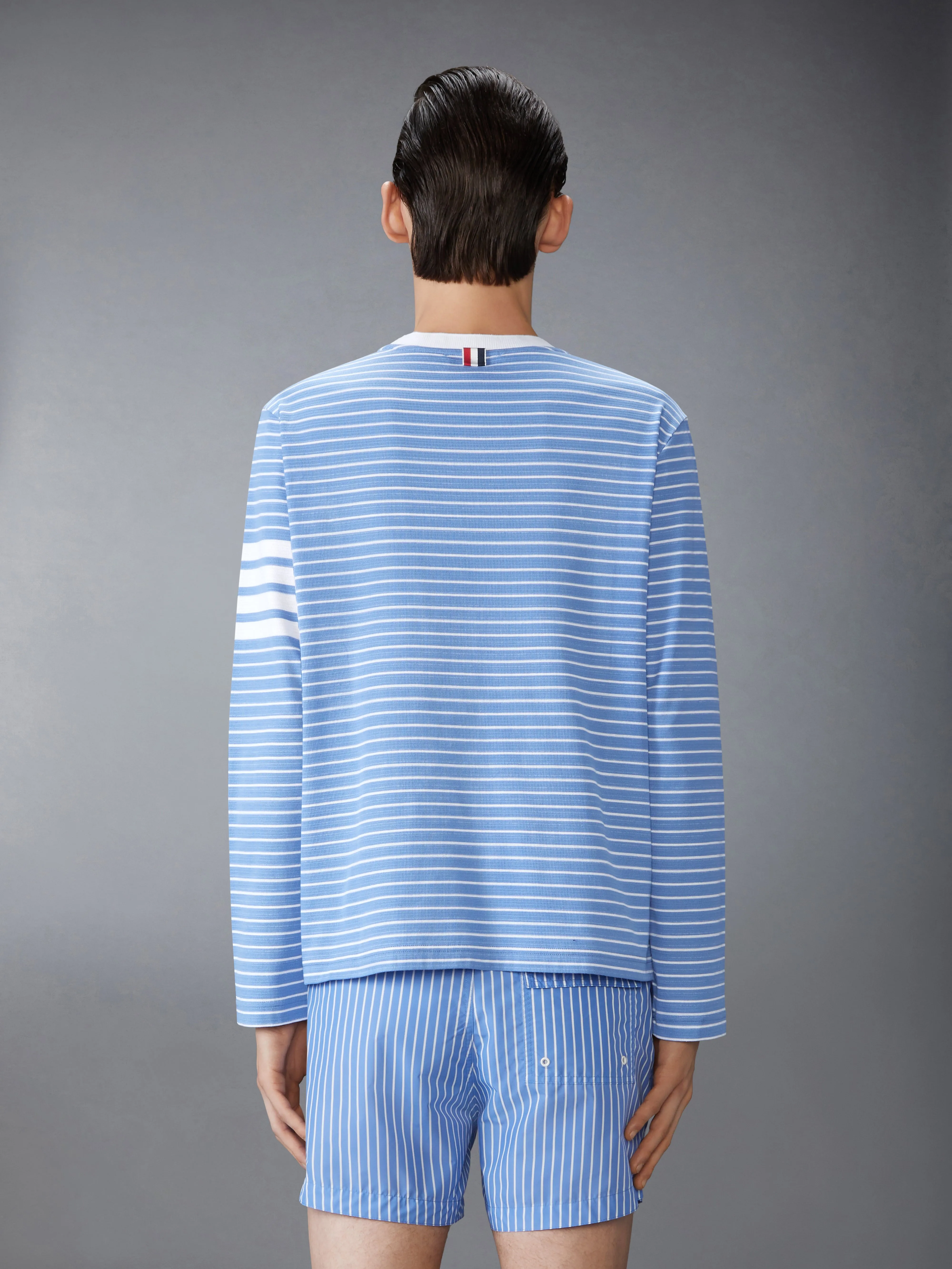 MILANO STRIPE 4-BAR LONG SLEEVE TEE sold by Thom Browne product image thumbnail 2