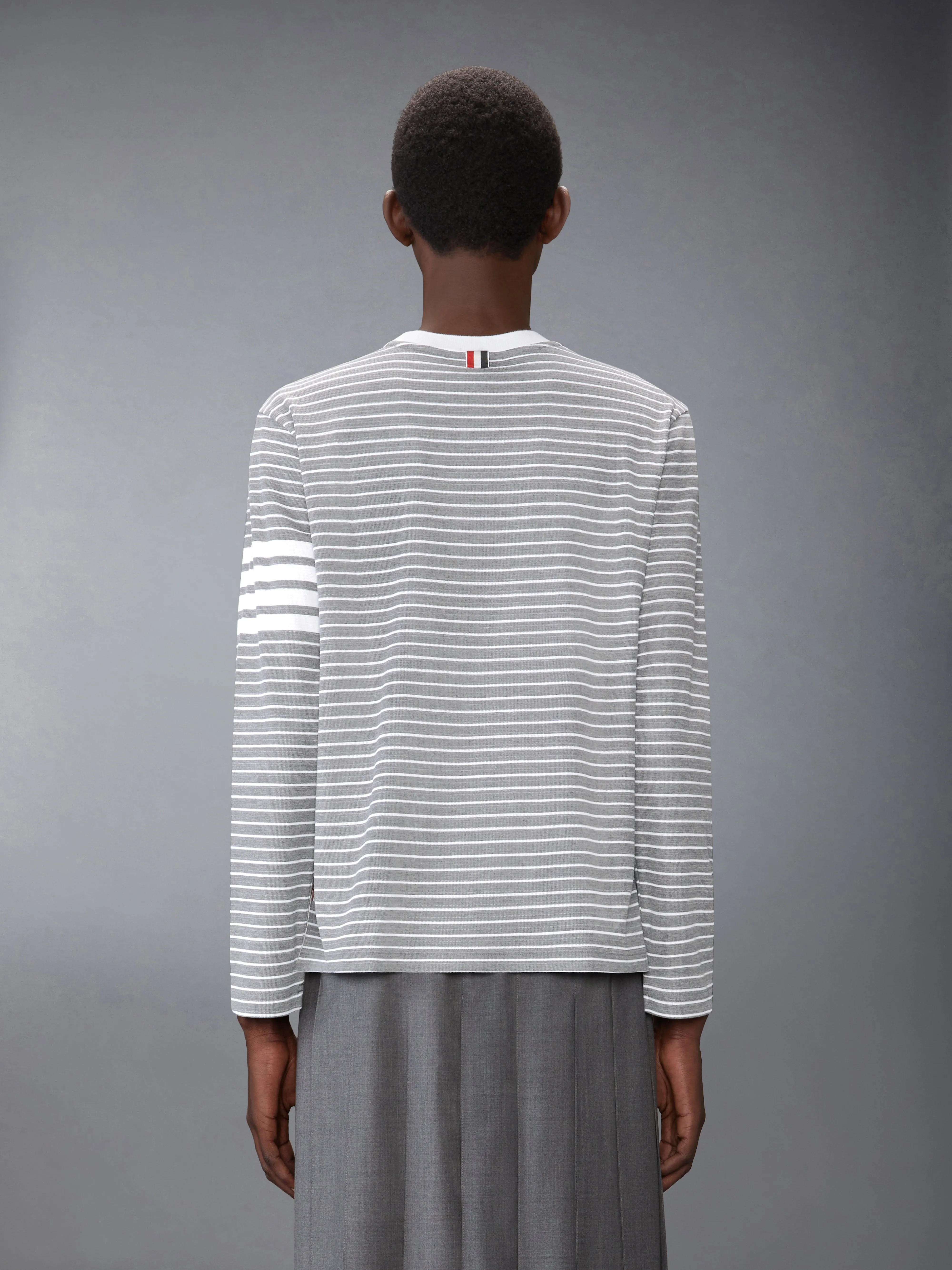 MILANO STRIPE 4-BAR LONG SLEEVE TEE sold by Thom Browne product image thumbnail 2