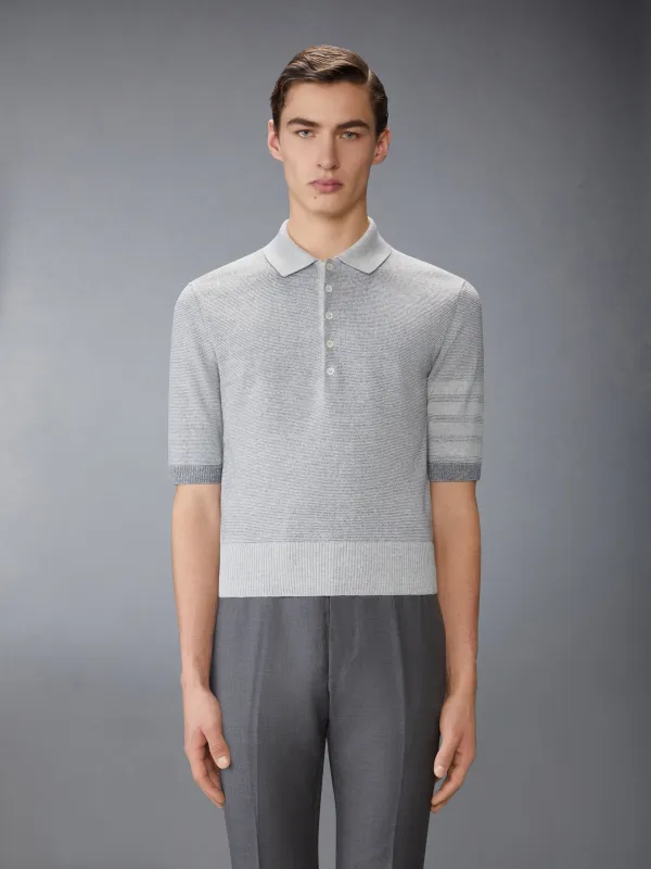 TEXTURED STRIPE STITCH 4-BAR RELAXED FIT POLO sold by Thom Browne