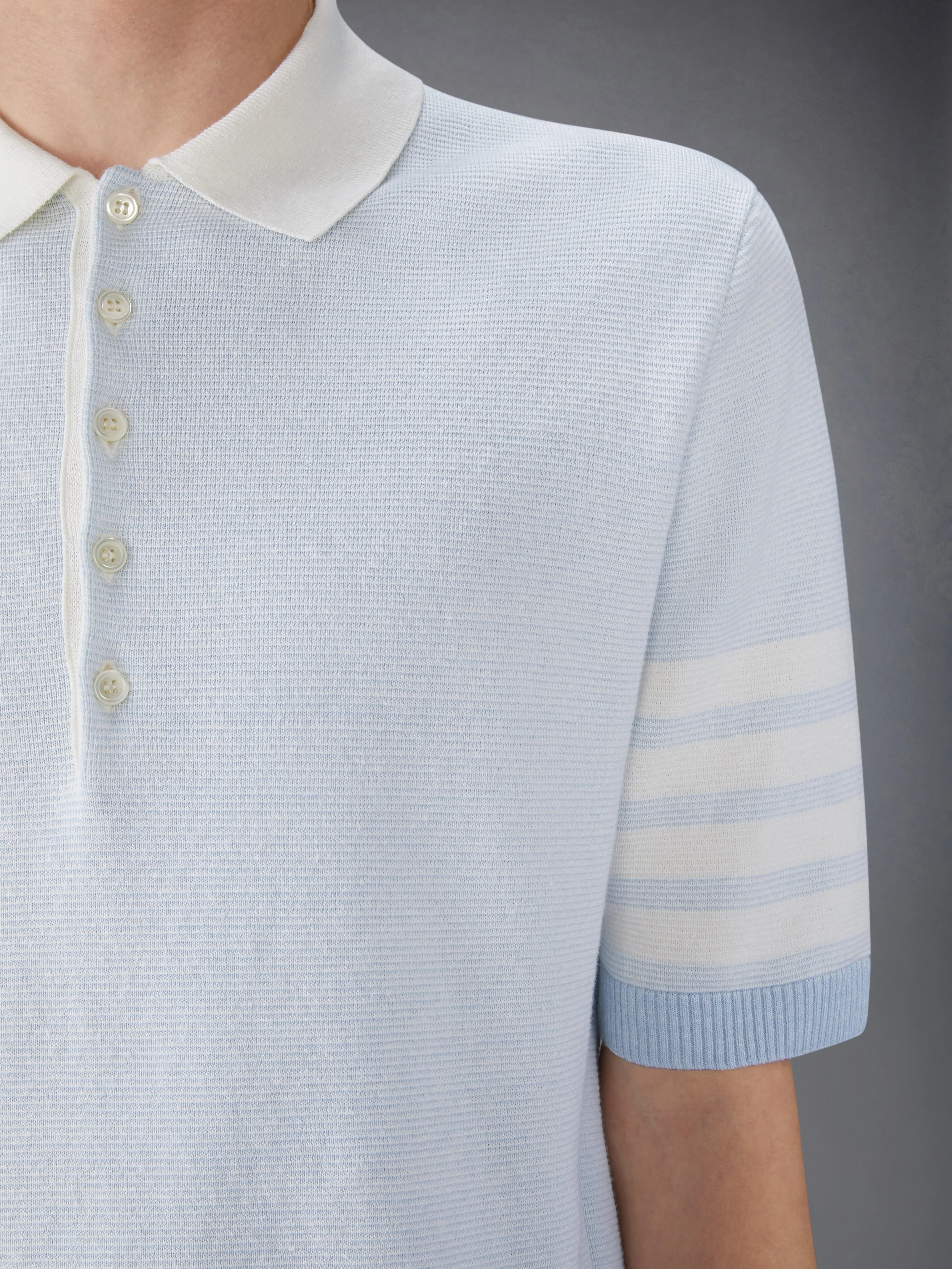 TEXTURED STRIPE STITCH 4-BAR RELAXED FIT POLO sold by Thom Browne product image thumbnail 5