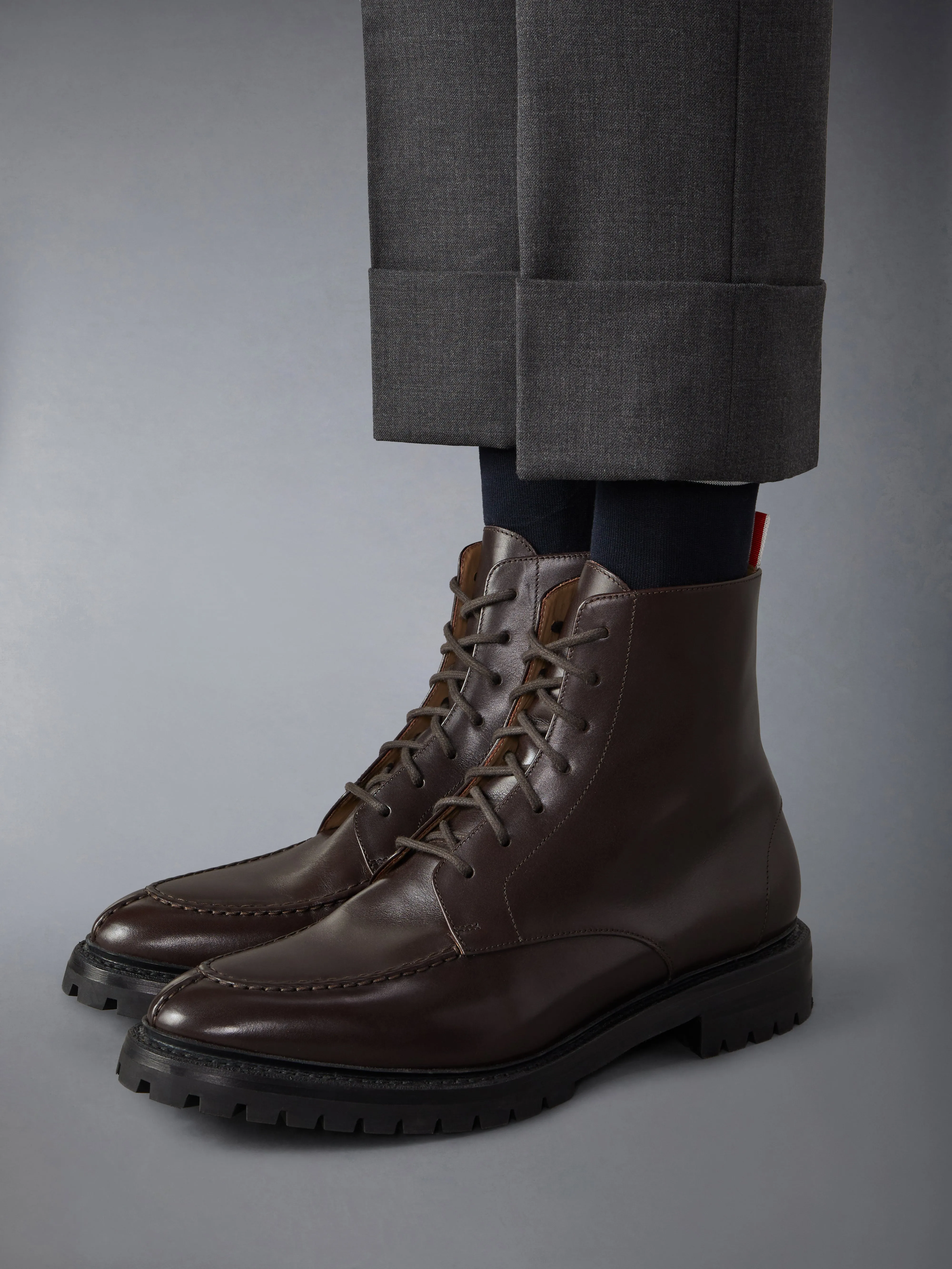 BOX CALF COMMANDO SOLE APRON STITCH BOOT sold by Thom Browne product image thumbnail 4