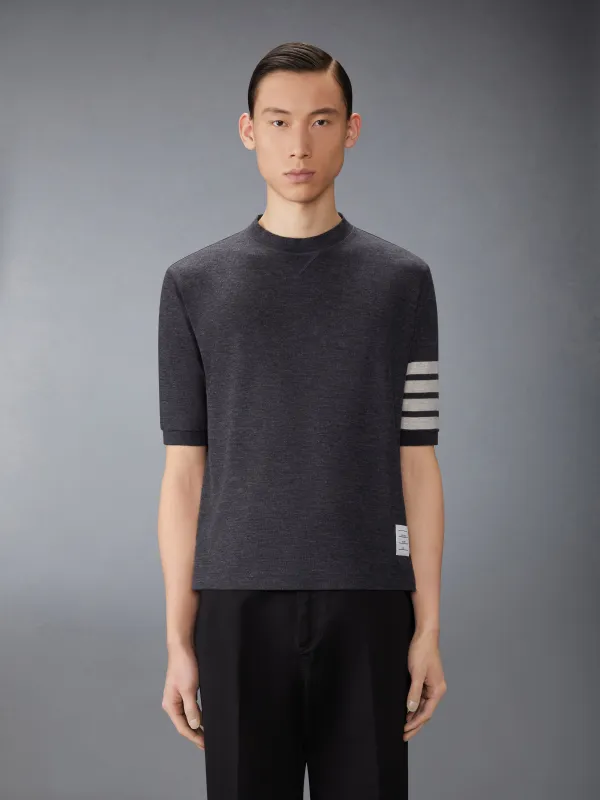 WOOL JERSEY 4-BAR TEE sold by Thom Browne