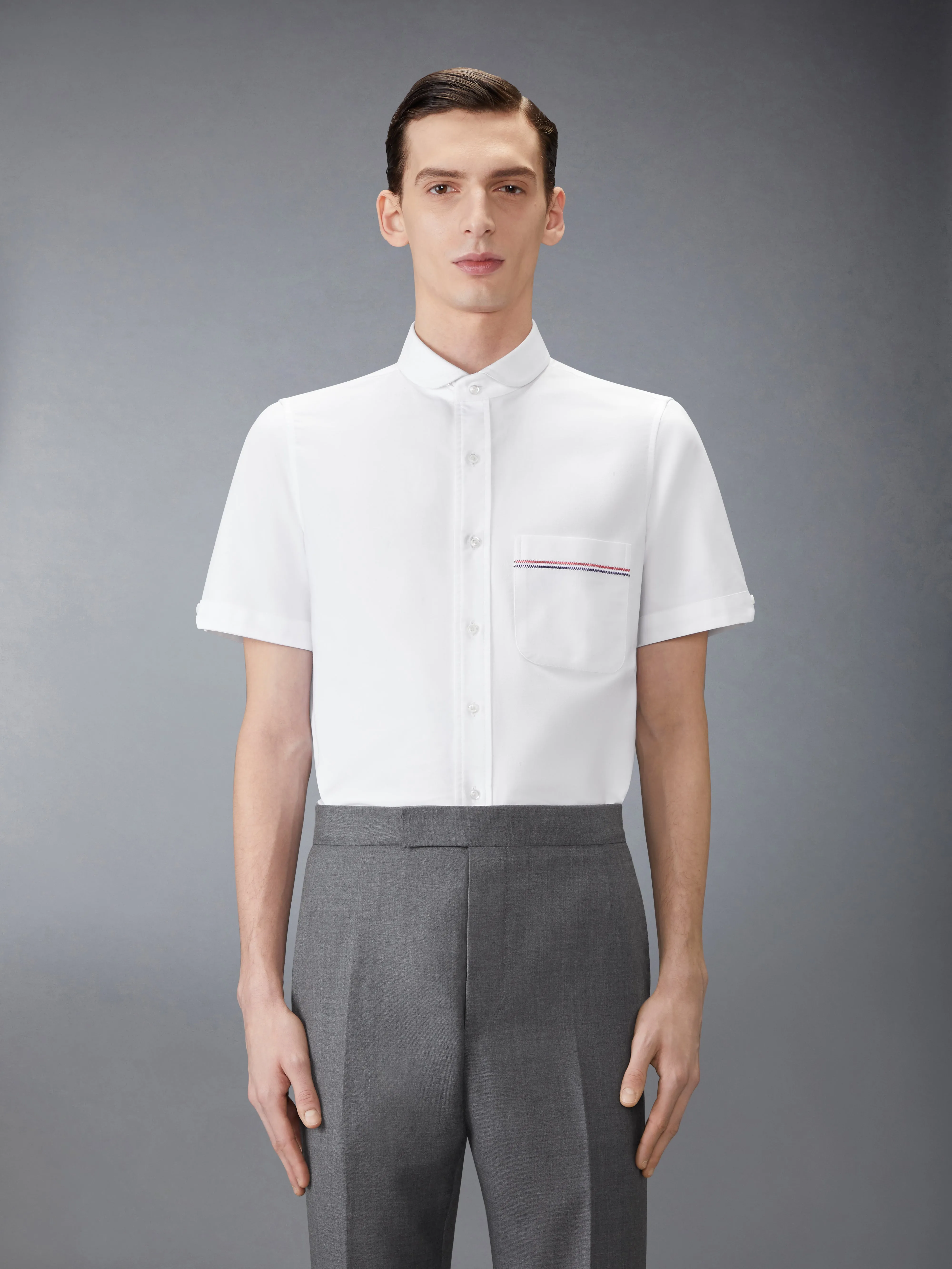 RWB EMBROIDERY SHORT SLEEVE SHIRT sold by Thom Browne