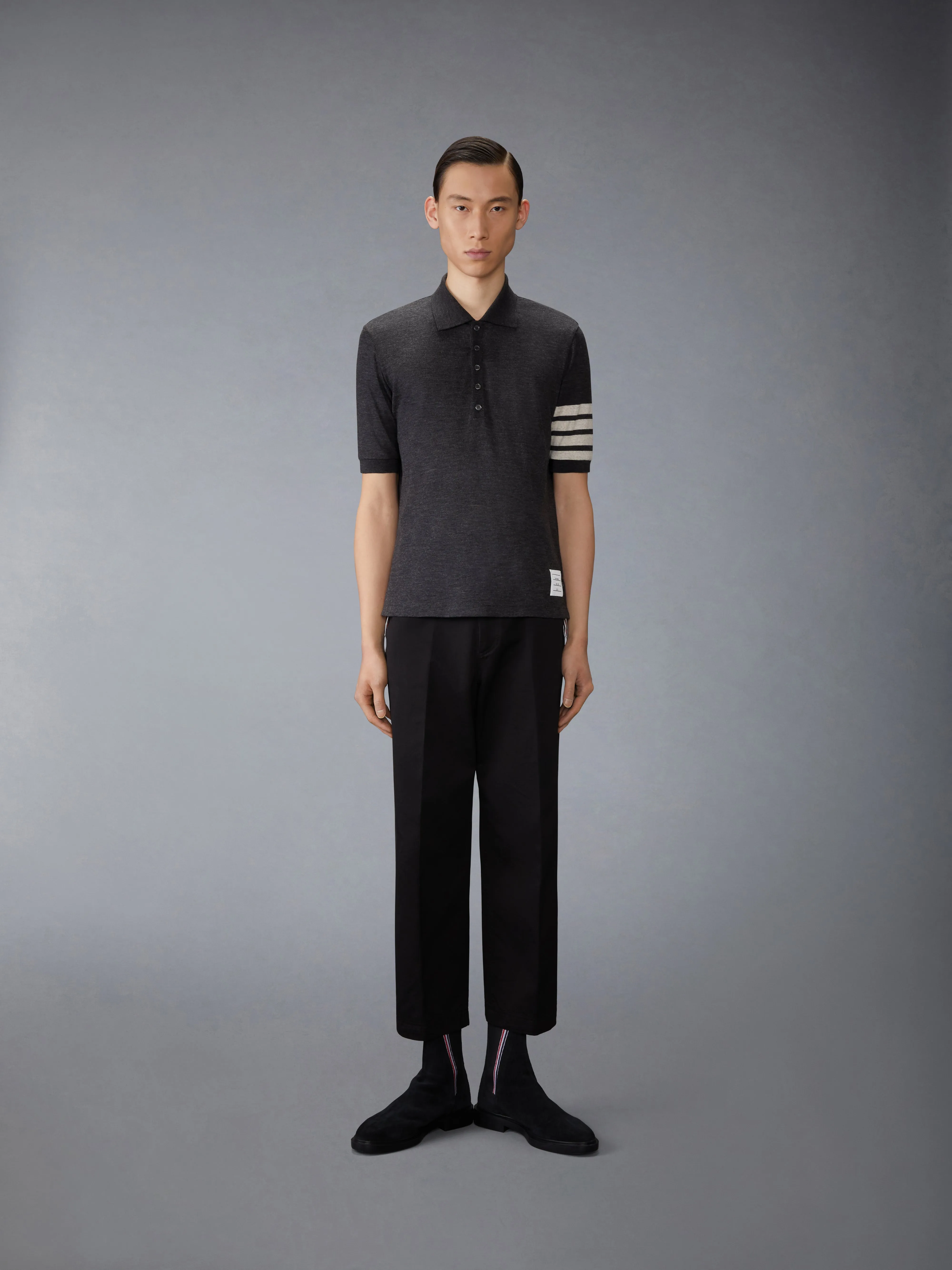 WOOL JERSEY 4-BAR POLO sold by Thom Browne product image thumbnail 3