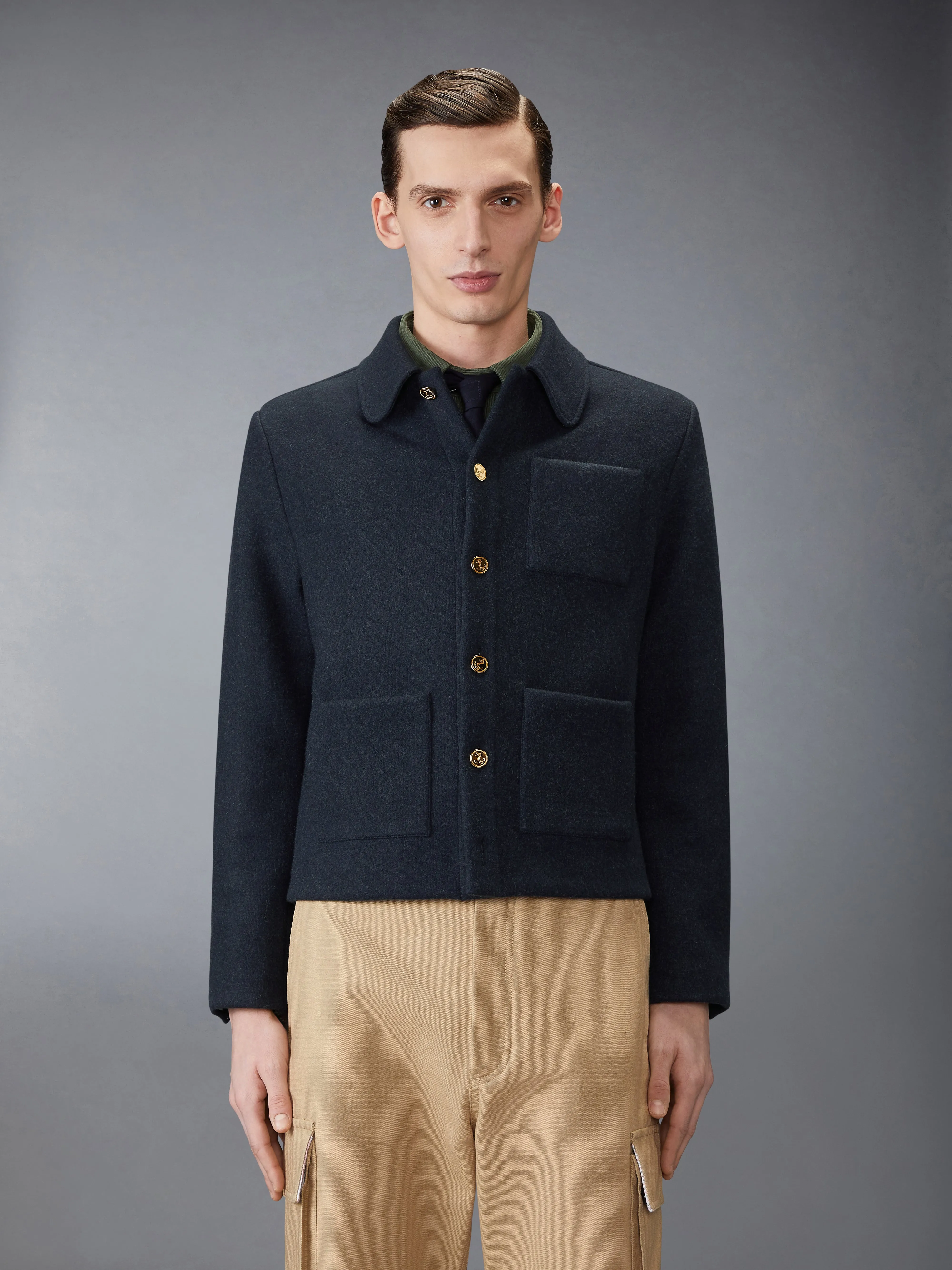 CASHMERE DOUBLE FACE JACKET sold by Thom Browne