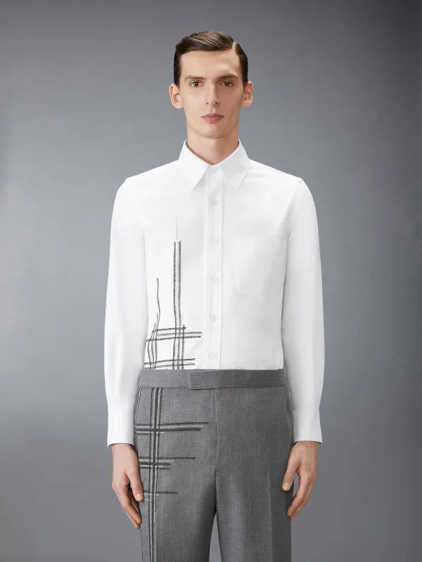 OXFORD BLANKET STITCH DEGRADE SHIRT sold by Thom Browne