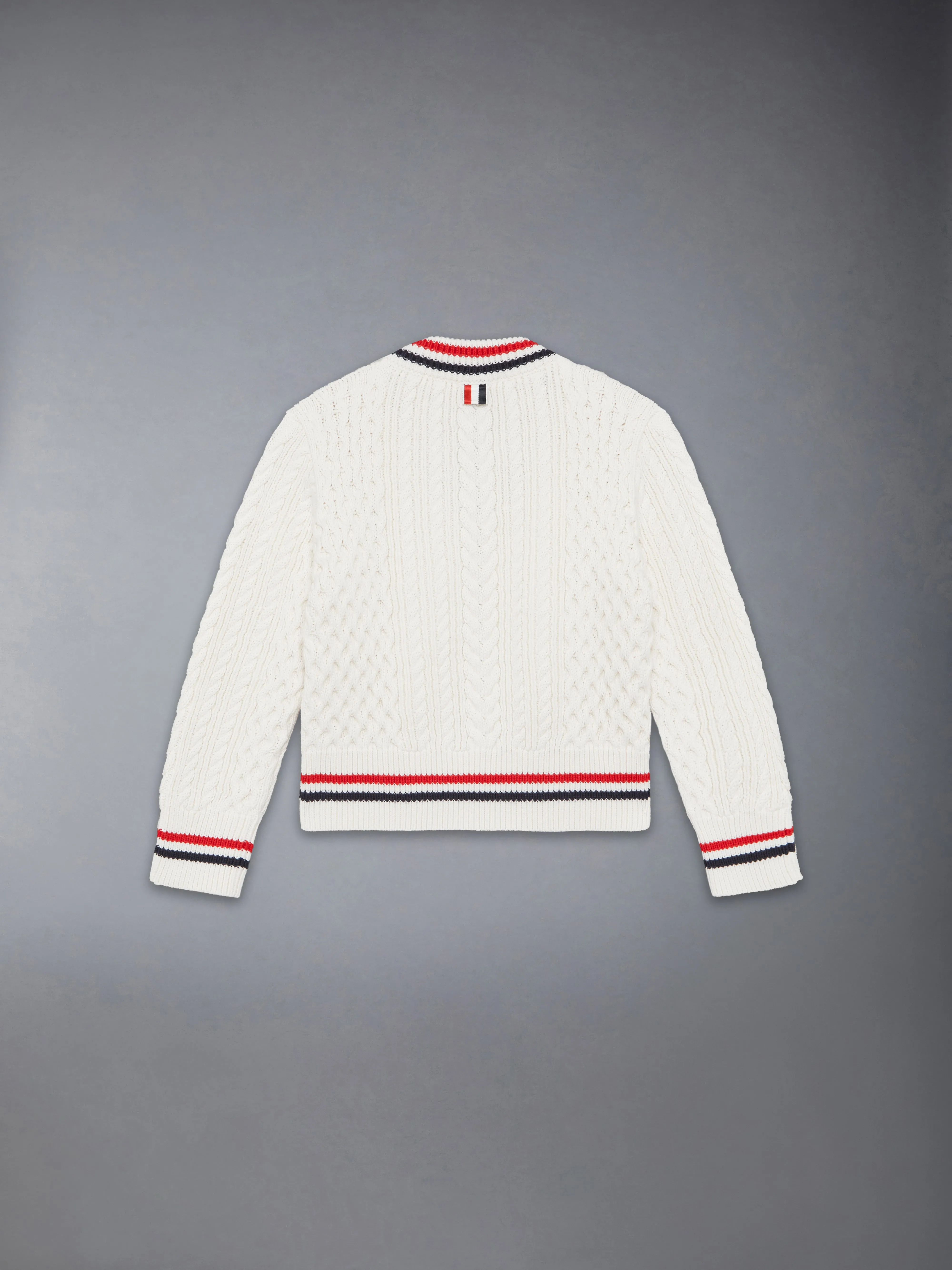 ARAN CABLE RWB CRICKET STRIPE PULLOVER sold by Thom Browne product image thumbnail 2