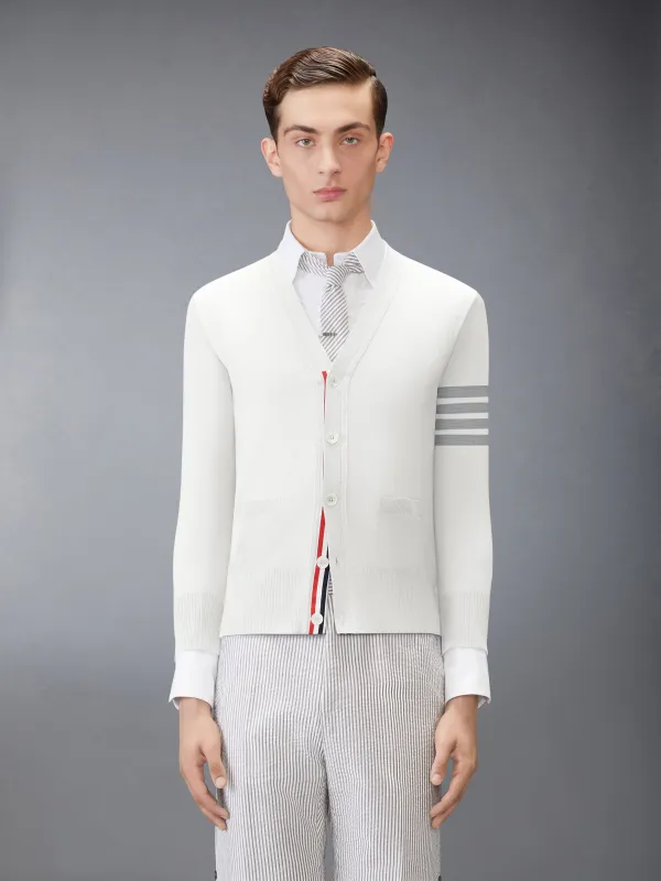 MERINO WOOL 4-BAR CLASSIC V-NECK CARDIGAN sold by Thom Browne