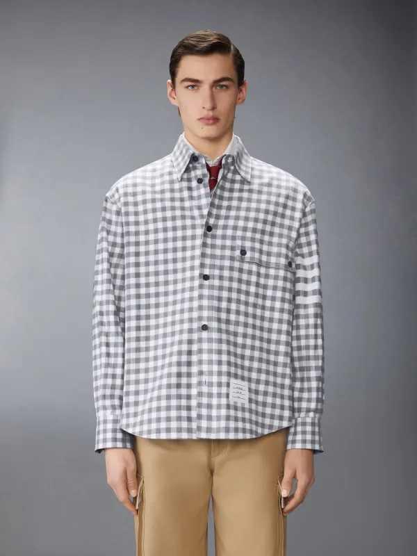 GINGHAM CHECK FLANNEL 4-BAR OVERSIZED SHIRT sold by Thom Browne