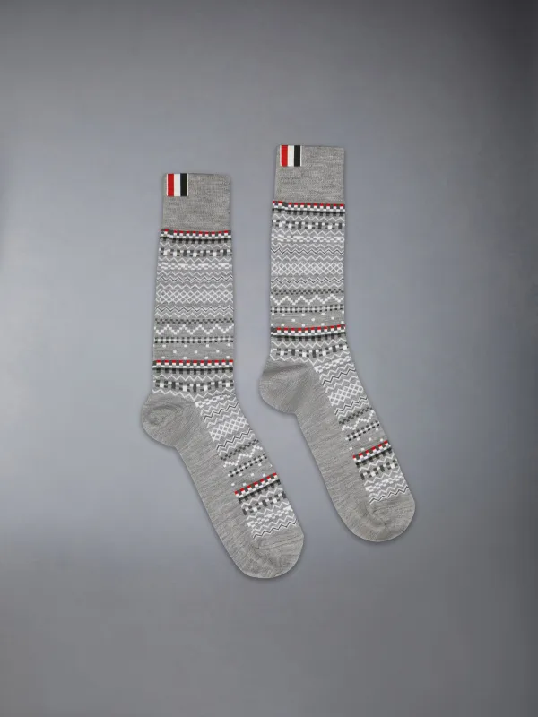FAIRISLE JACQUARD MERINO WOOL SOCKS sold by Thom Browne