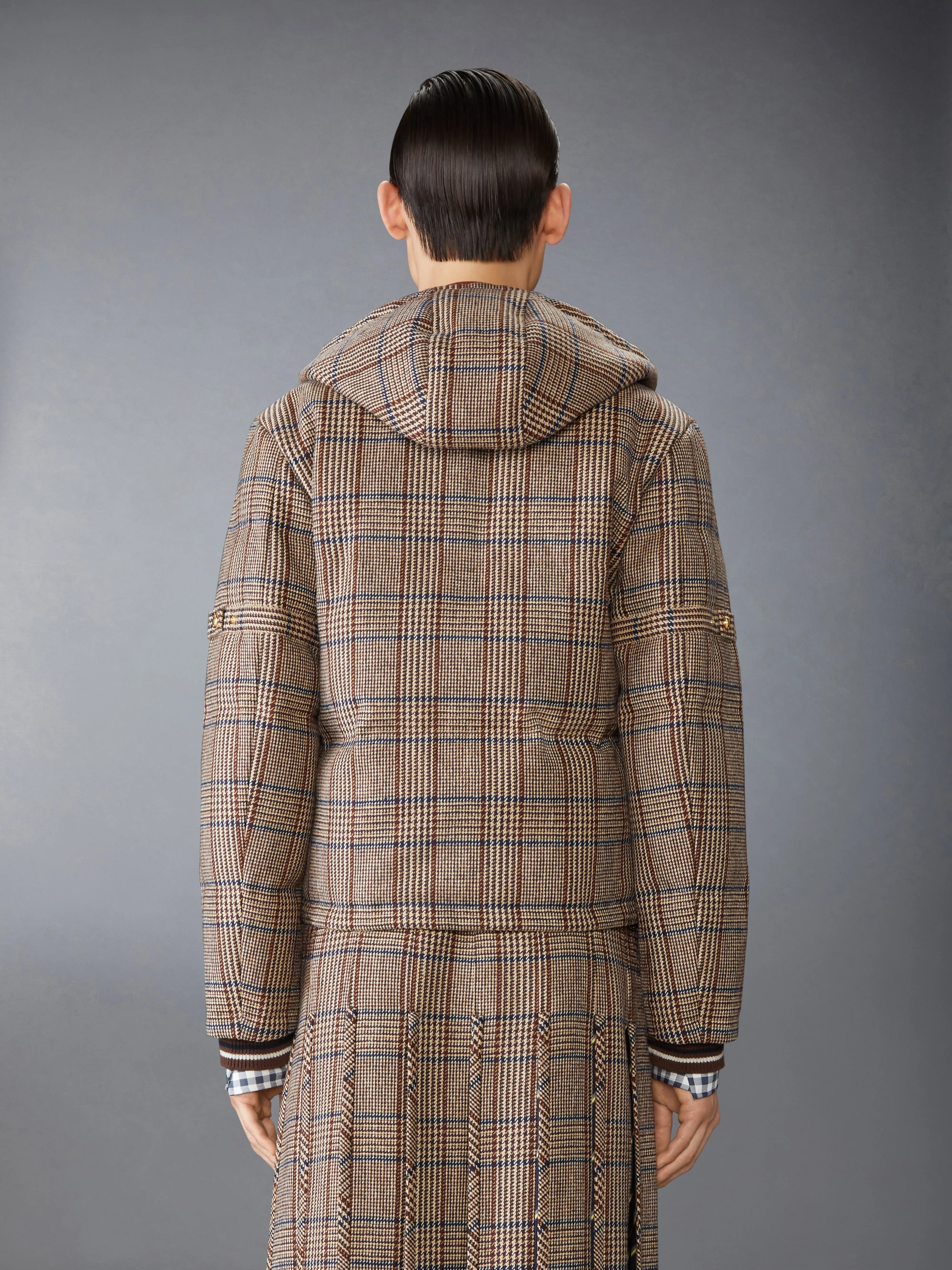 HUNTING TWEED 4-BAR DOWN FILL BOMBER JACKET sold by Thom Browne product image thumbnail 3