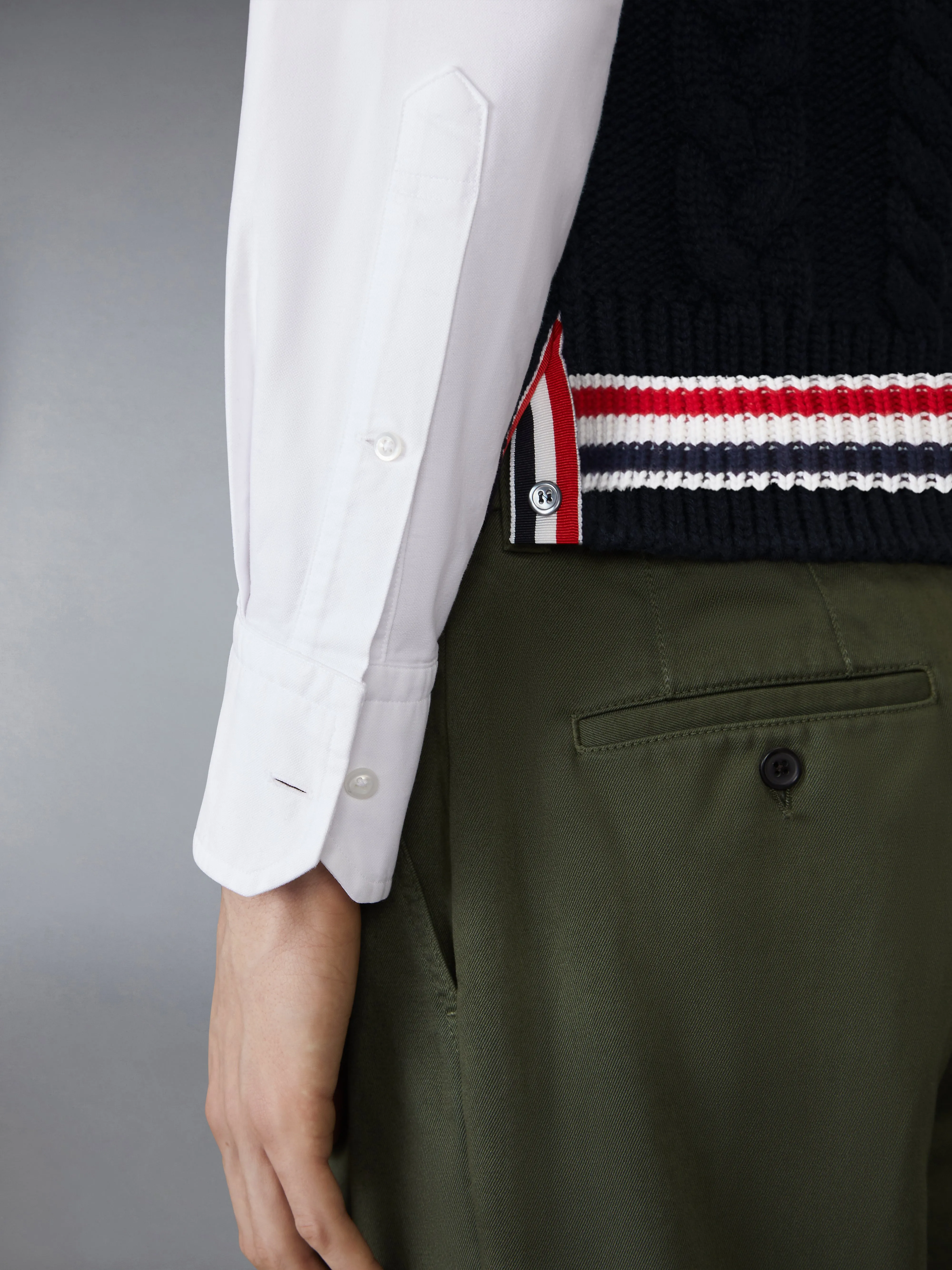 ARAN CABLE STITCH MERINO WOOL VEST sold by Thom Browne product image thumbnail 4