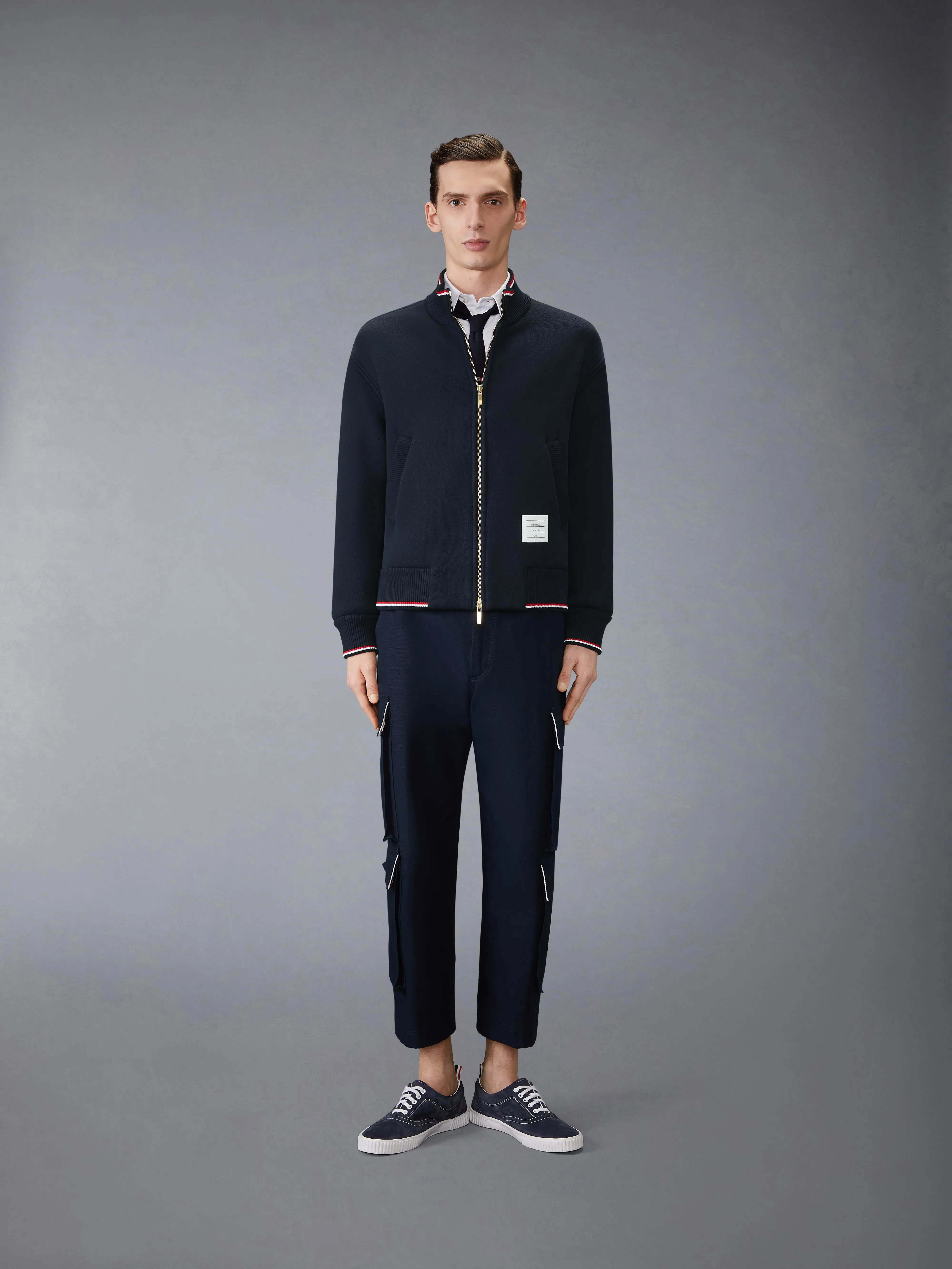 LOOPBACK OVERSIZED RWB STRIPE JACKET sold by Thom Browne product image thumbnail 3