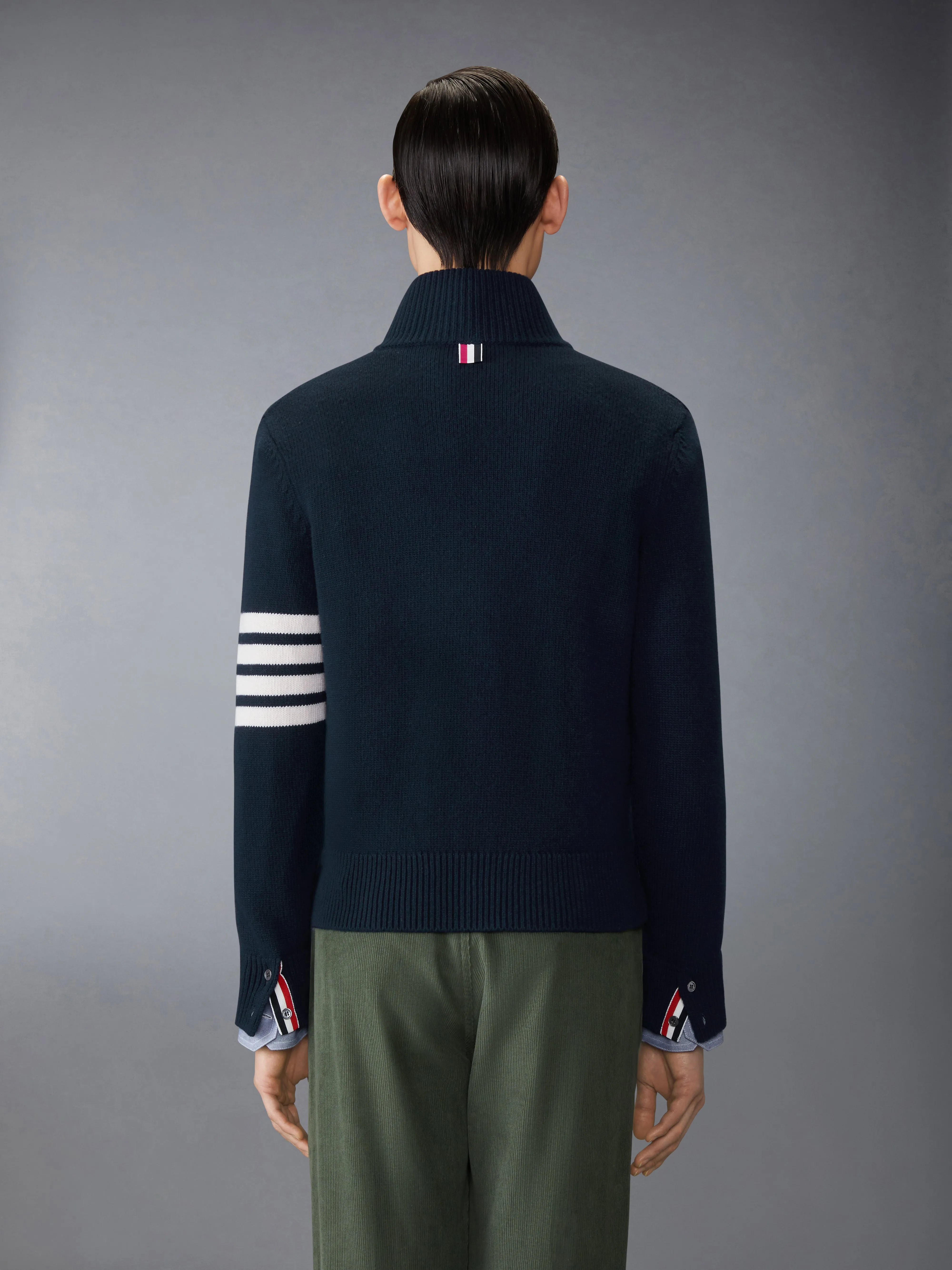 MERINO WOOL 4-BAR FUNNEL NECK PULLOVER sold by Thom Browne product image thumbnail 2