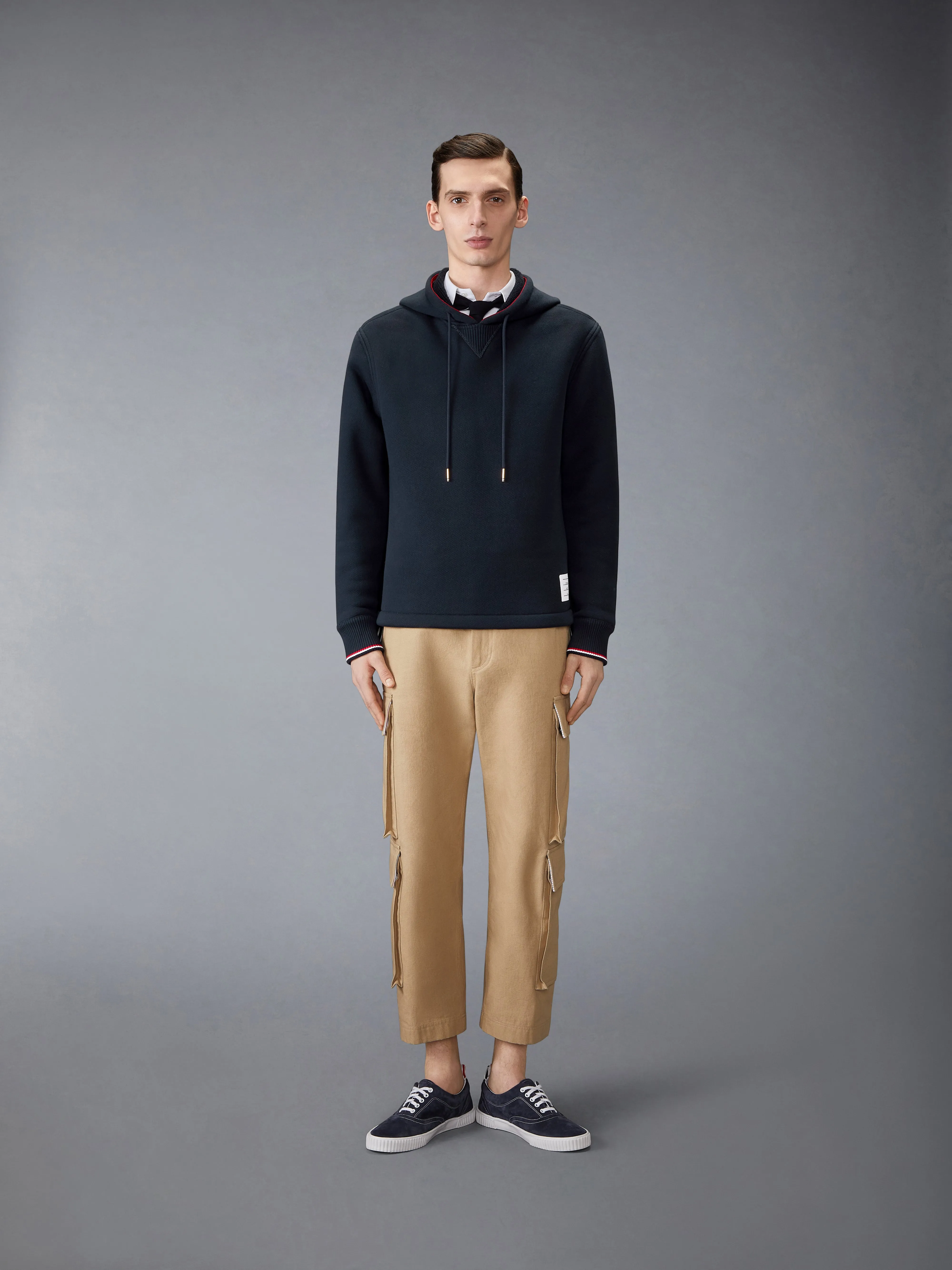 LOOPBACK OVERSIZED RWB STRIPE HOODIE sold by Thom Browne product image thumbnail 3