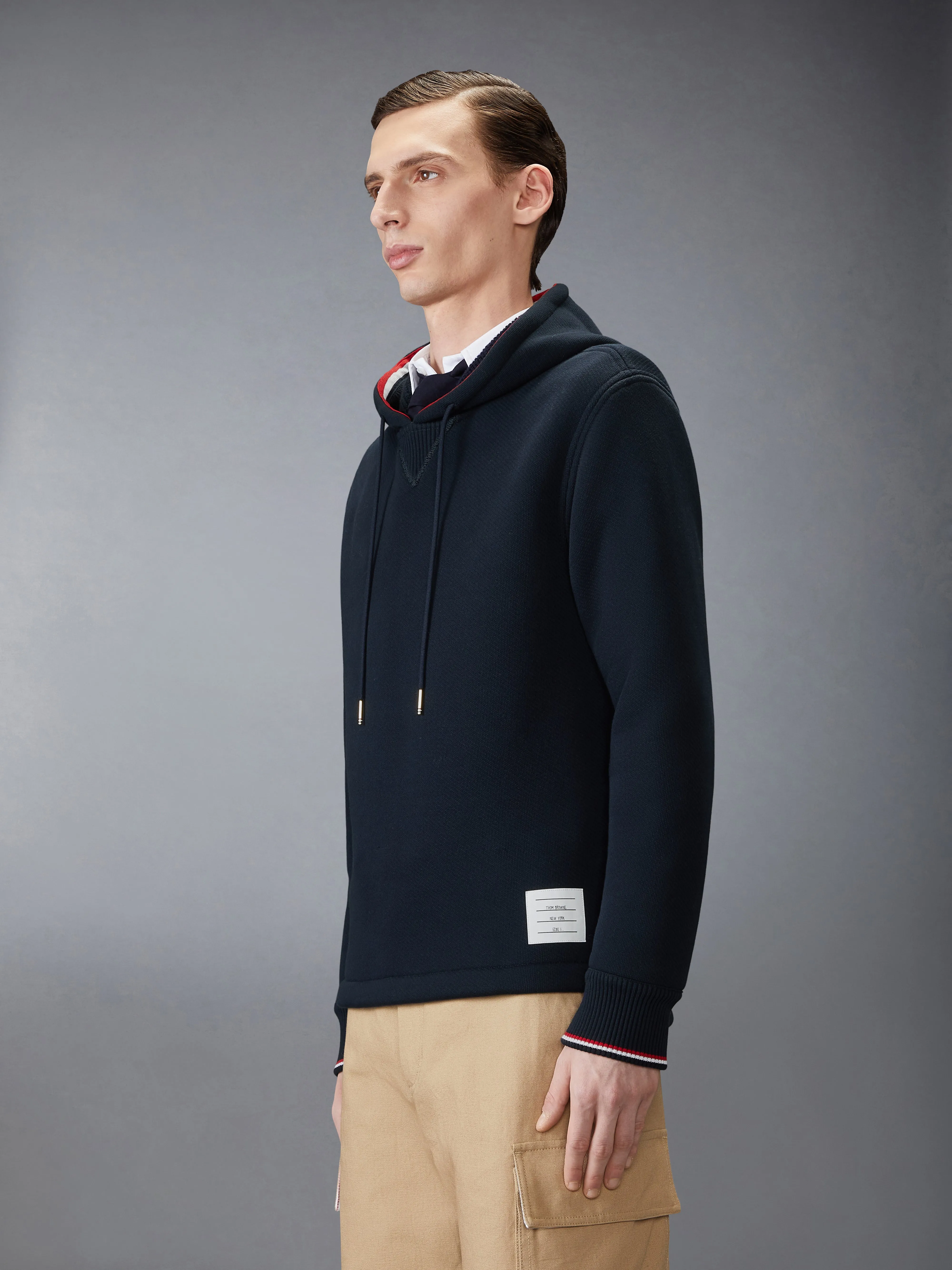 LOOPBACK OVERSIZED RWB STRIPE HOODIE sold by Thom Browne product image thumbnail 4